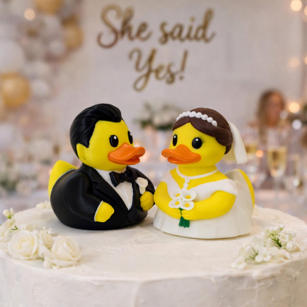 Bride Groom Duck 4x4 Decoration Dashboard Display Wedding Favor Bridal Shower Gift Idea Rustic Reception Centerpiece Table Accessory Modern