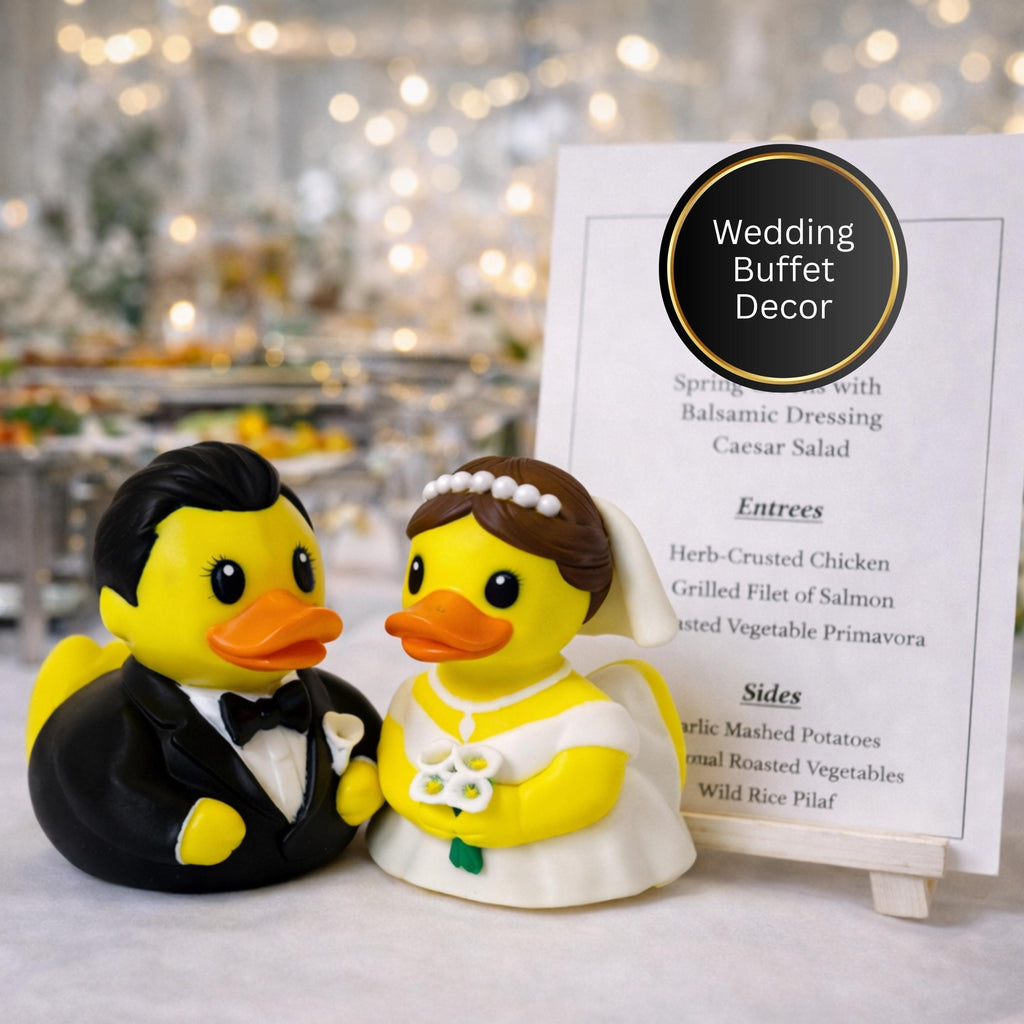 Bride Groom Duck 4x4 Decoration Dashboard Display Wedding Favor Bridal Shower Gift Idea Rustic Reception Centerpiece Table Accessory Modern