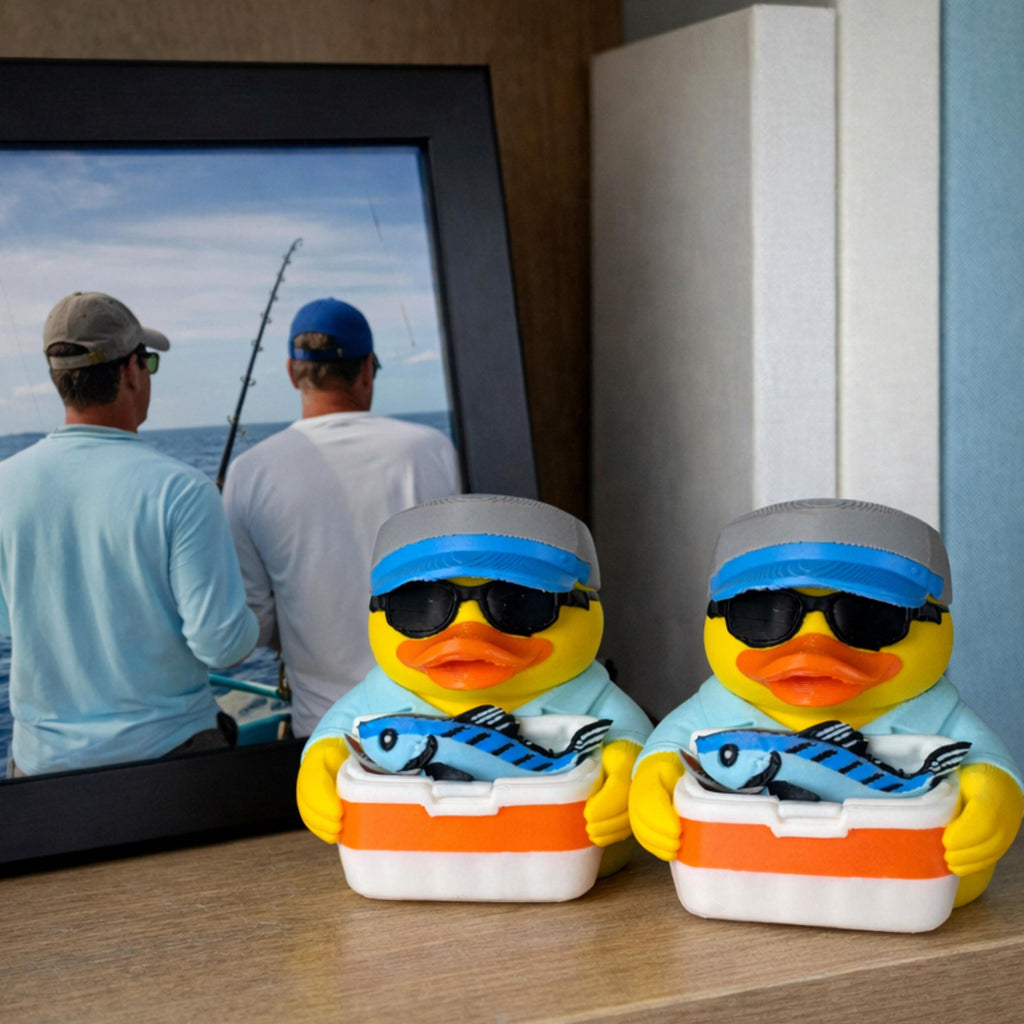 Fishing Duck | Fisherman Dashboard Decoration, Desk Ornament & Funny Gift