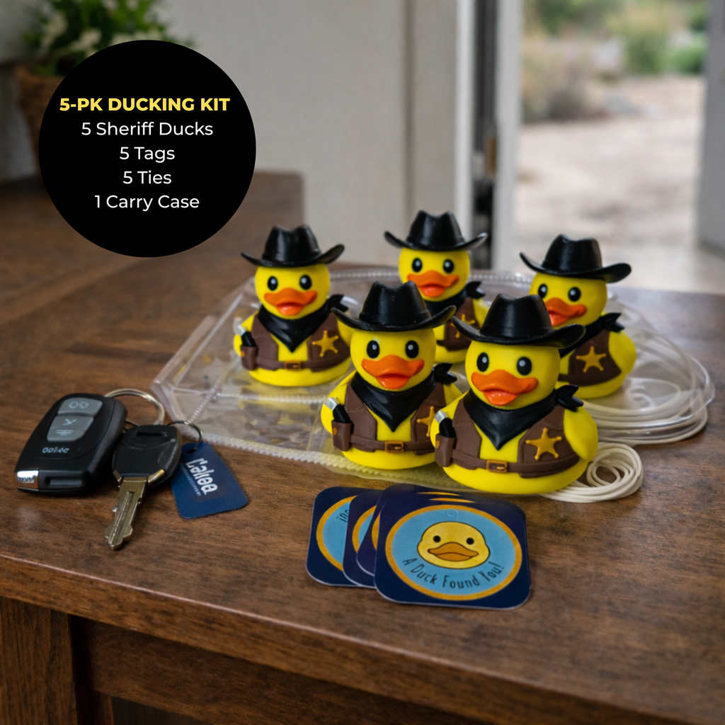 Dashboard Decoration Duck Sheriff Cowboy Design 3D Printed Toy Western Theme Jeep Accessory Trail Rider Gift Ducking Tradition Item Collectible Vinyl Figure Detailed Badge Holster Hat Features Perfect Present For Off Road Enthusiasts Adventure