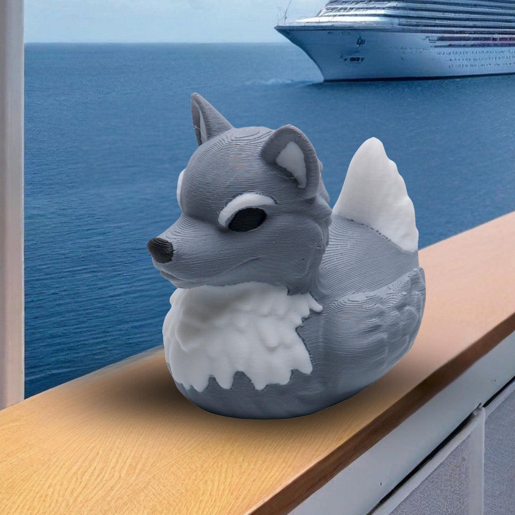 Gray Wolf Duck - Cruise Hide Seek Game & 4x4 Ducking Gift Alaska Theme Nature Lover Rustic Cabin Decoration