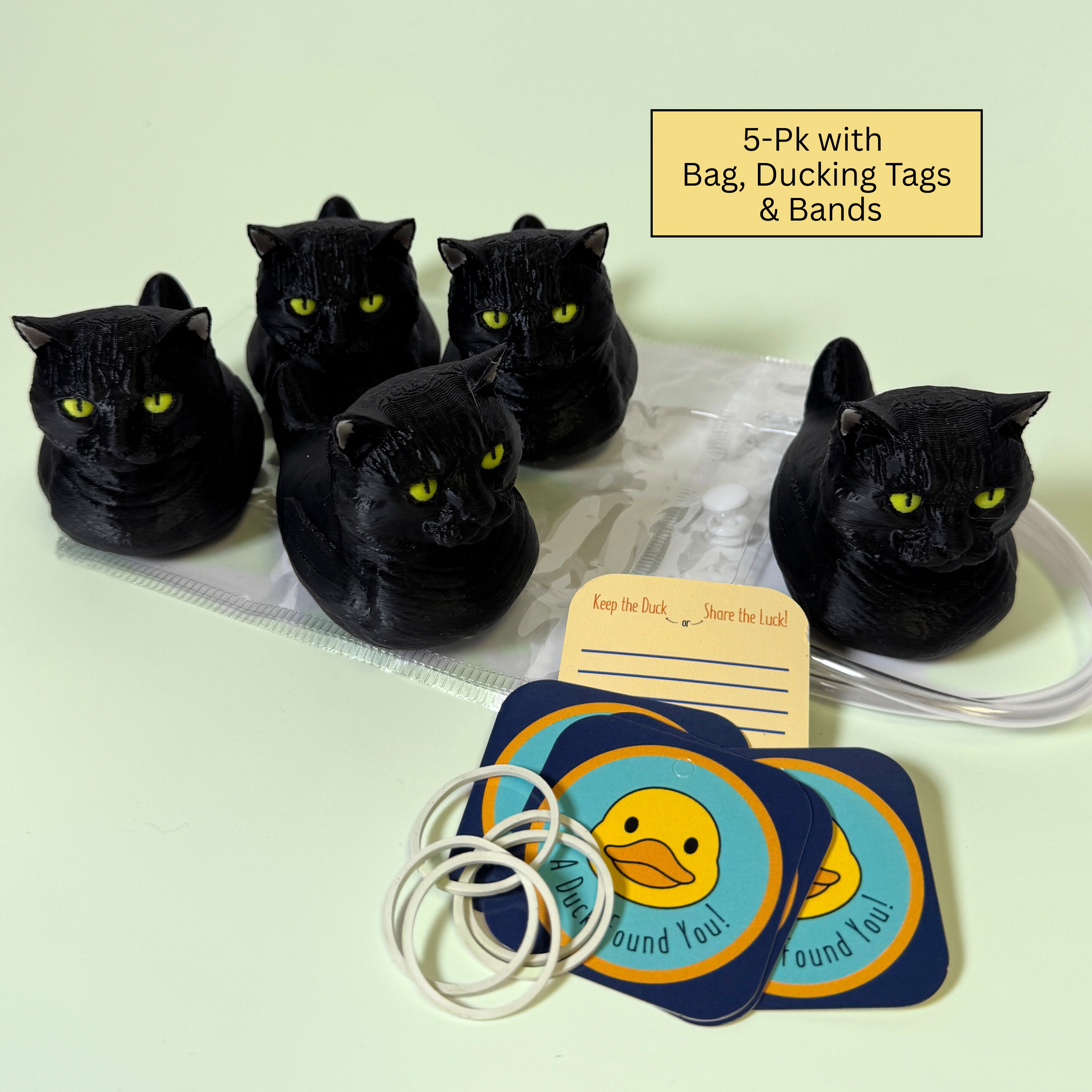 Black Tabby Cat Duck - 4x4 Ducking Gift Dashboard Decoration Cruise Hide Seek Cat Lover Gift Halloween Collectible