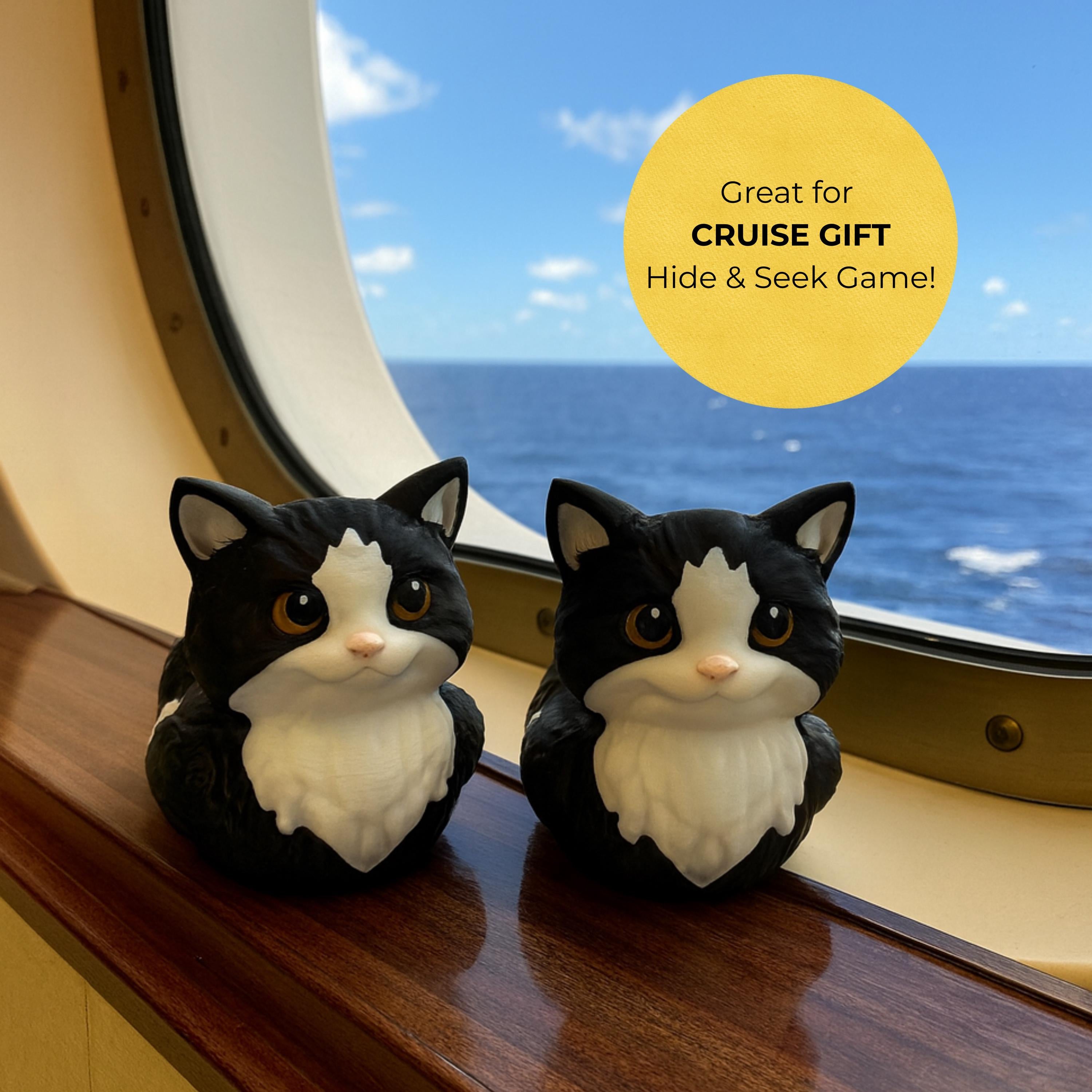 Tuxedo Cat Duck - 4x4 Ducking Gift Dashboard Decoration Cruise Hide Seek Cat Lover Gift Black White Kitty