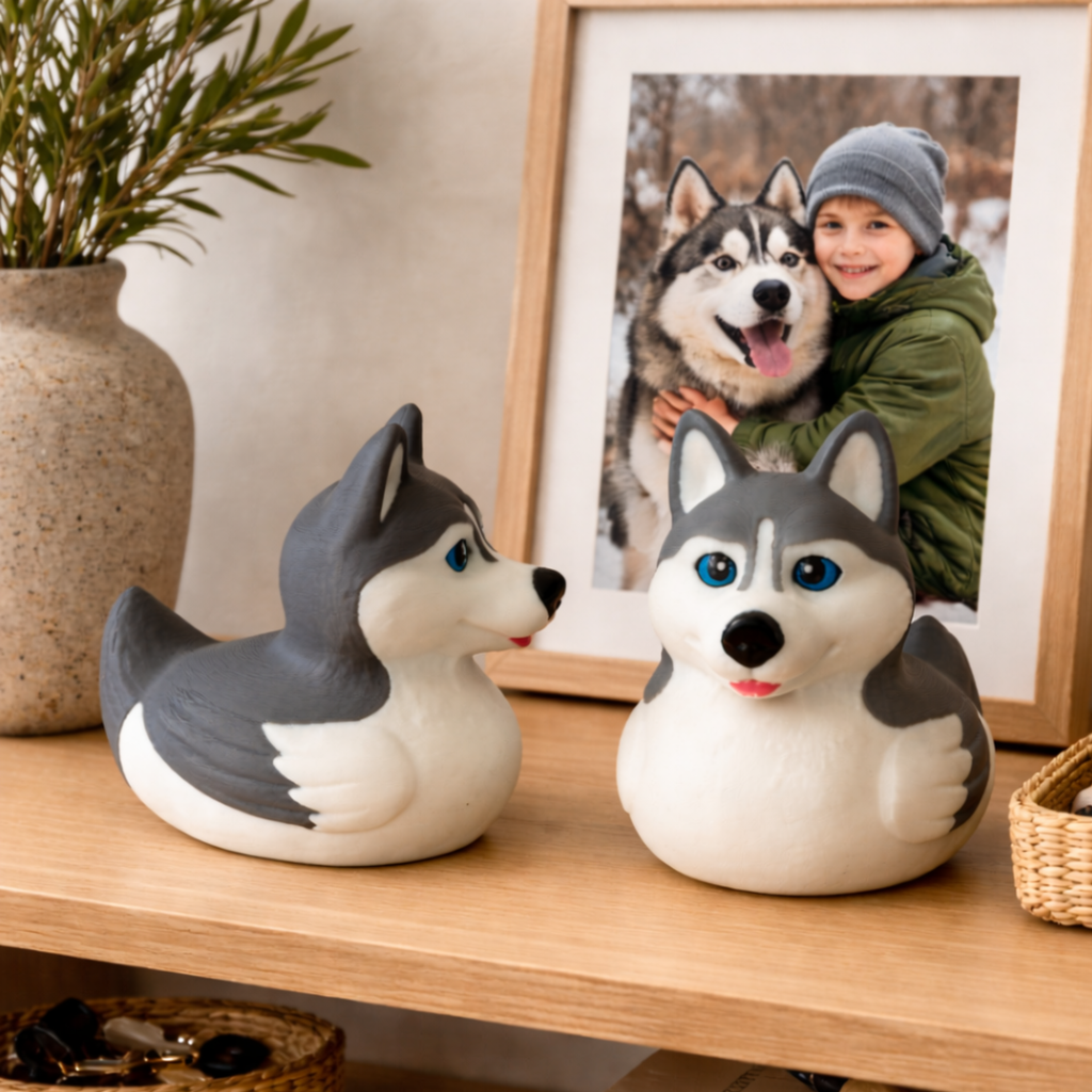 Husky Dashboard Duck Vehicle Decoration 4x4 Accessory Dog Themed Adventure Gift Alaska Cruise Hide Seek Surprise Desk Decor Gift for Him