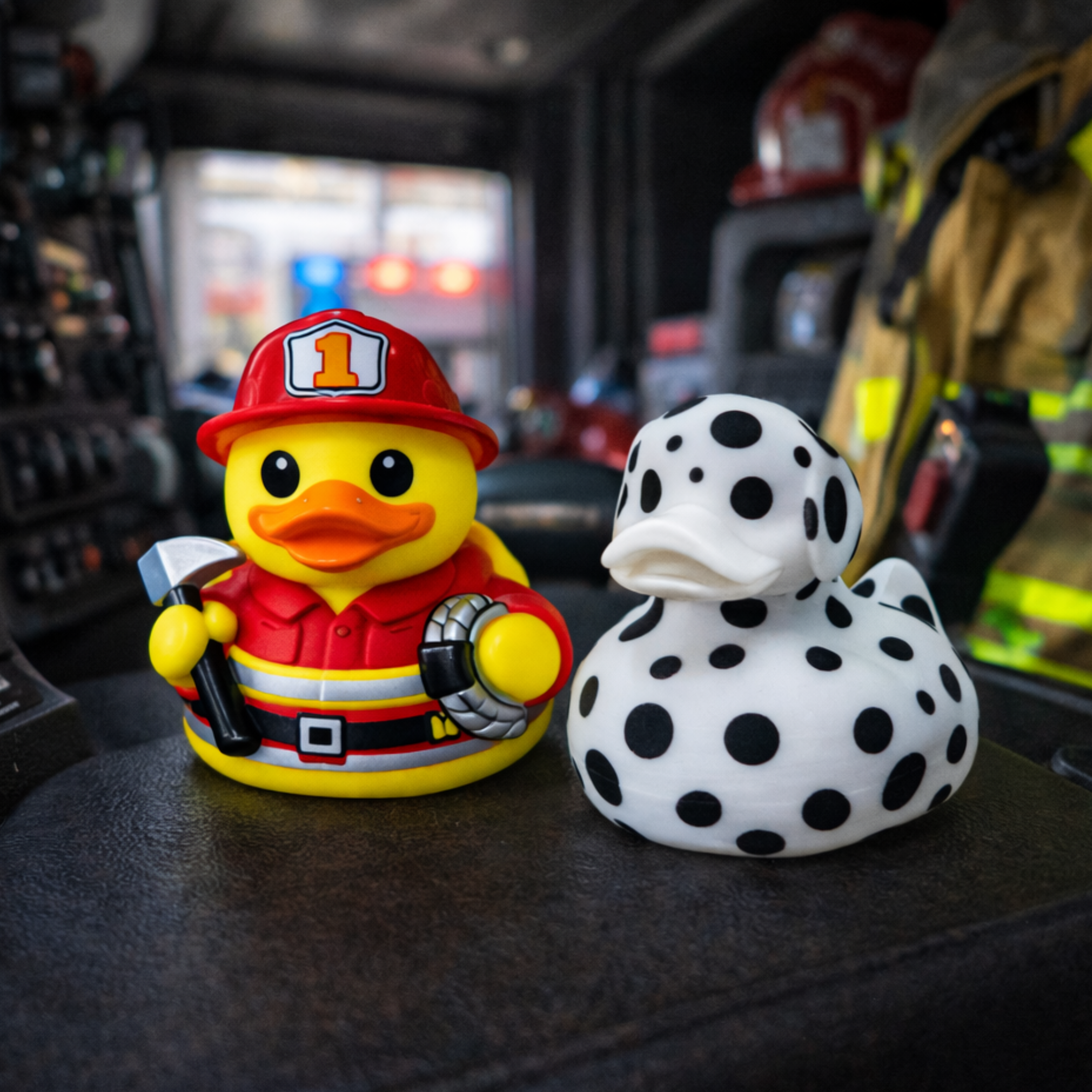 Firefighter Duck Figure Dashboard Ducking Decoration Car Accessory Toy Fireman Desk Ornament Collectible Firefighter Gift Party Favor