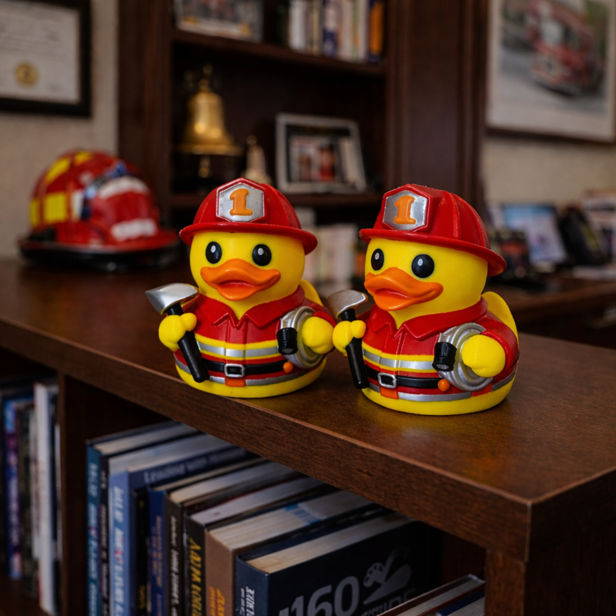 Firefighter Duck Figure Dashboard Ducking Decoration Car Accessory Toy Fireman Desk Ornament Collectible Firefighter Gift Party Favor