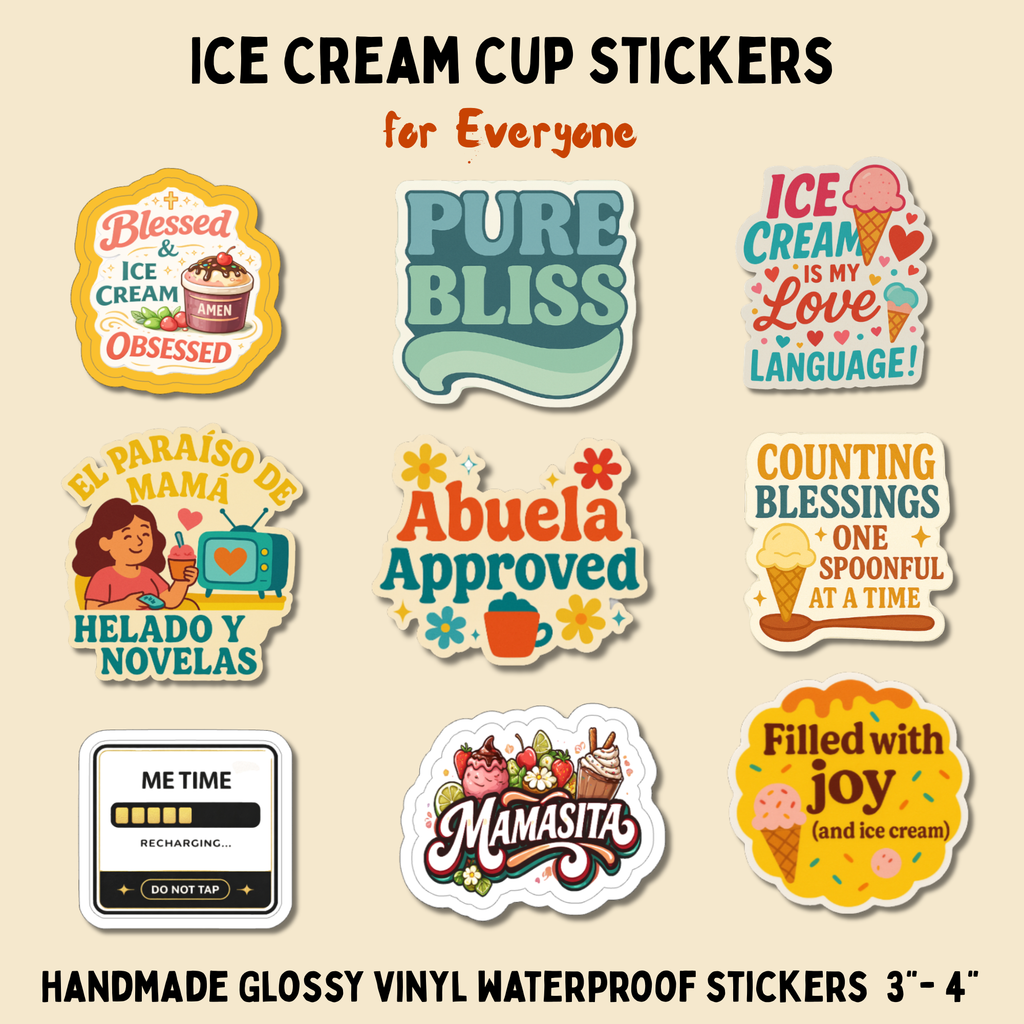 Personal Ice Cream Pint Holder | Adult Grip Handle, Spoon Slot & Vinyl Sticker Options