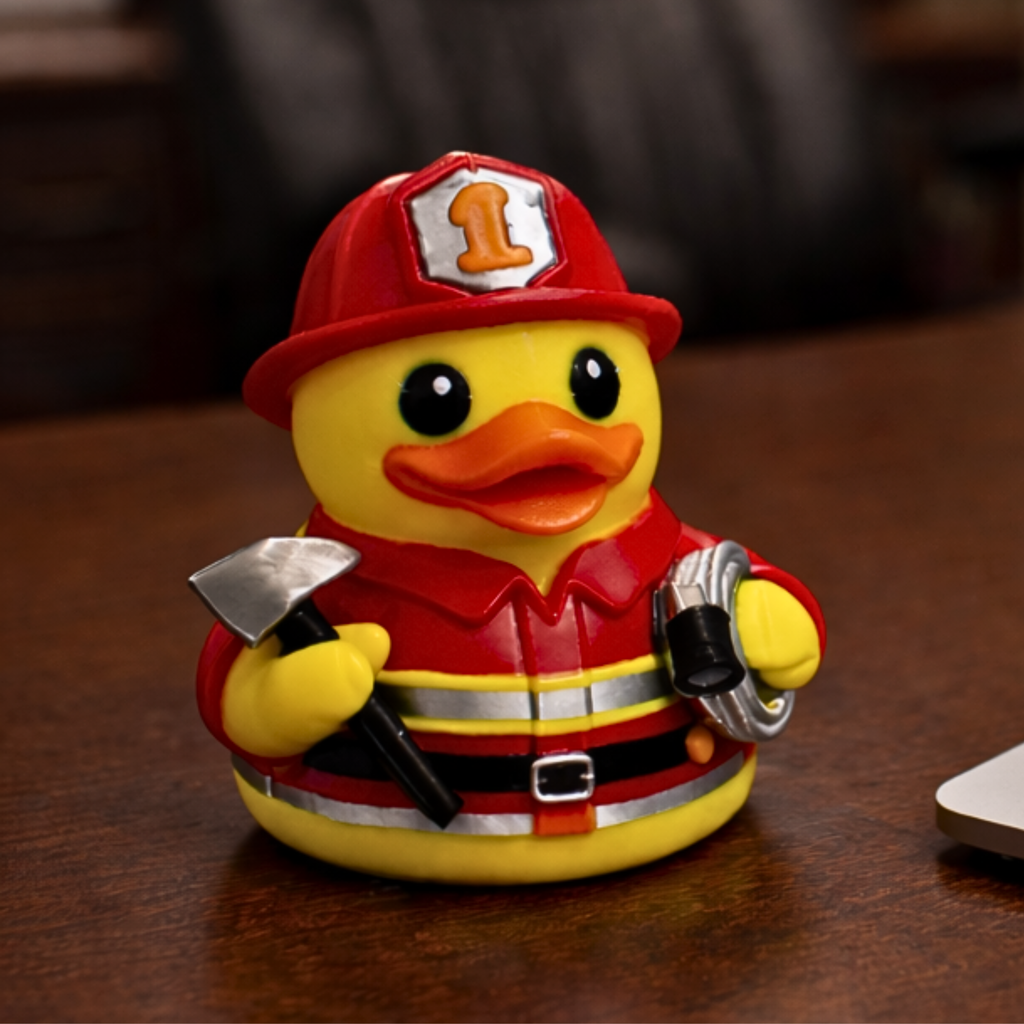 Firefighter Duck Figure Dashboard Ducking Decoration Car Accessory Toy Fireman Desk Ornament Collectible Firefighter Gift Party Favor