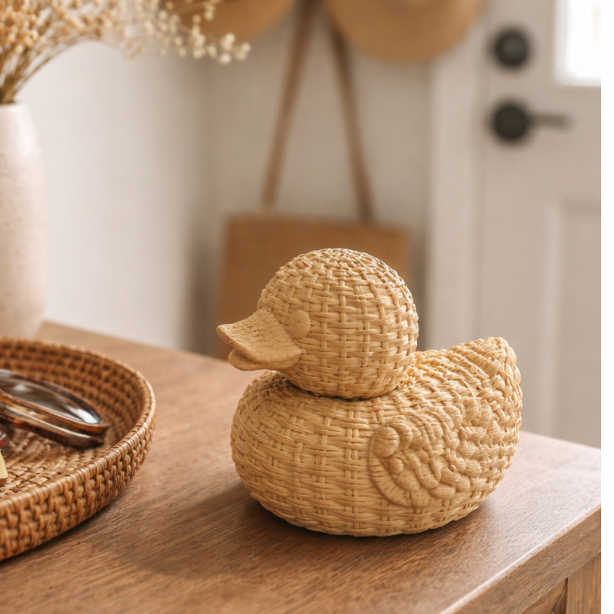 Wicker Duck - Dashboard & Cruise Boho Style Woven Figurine