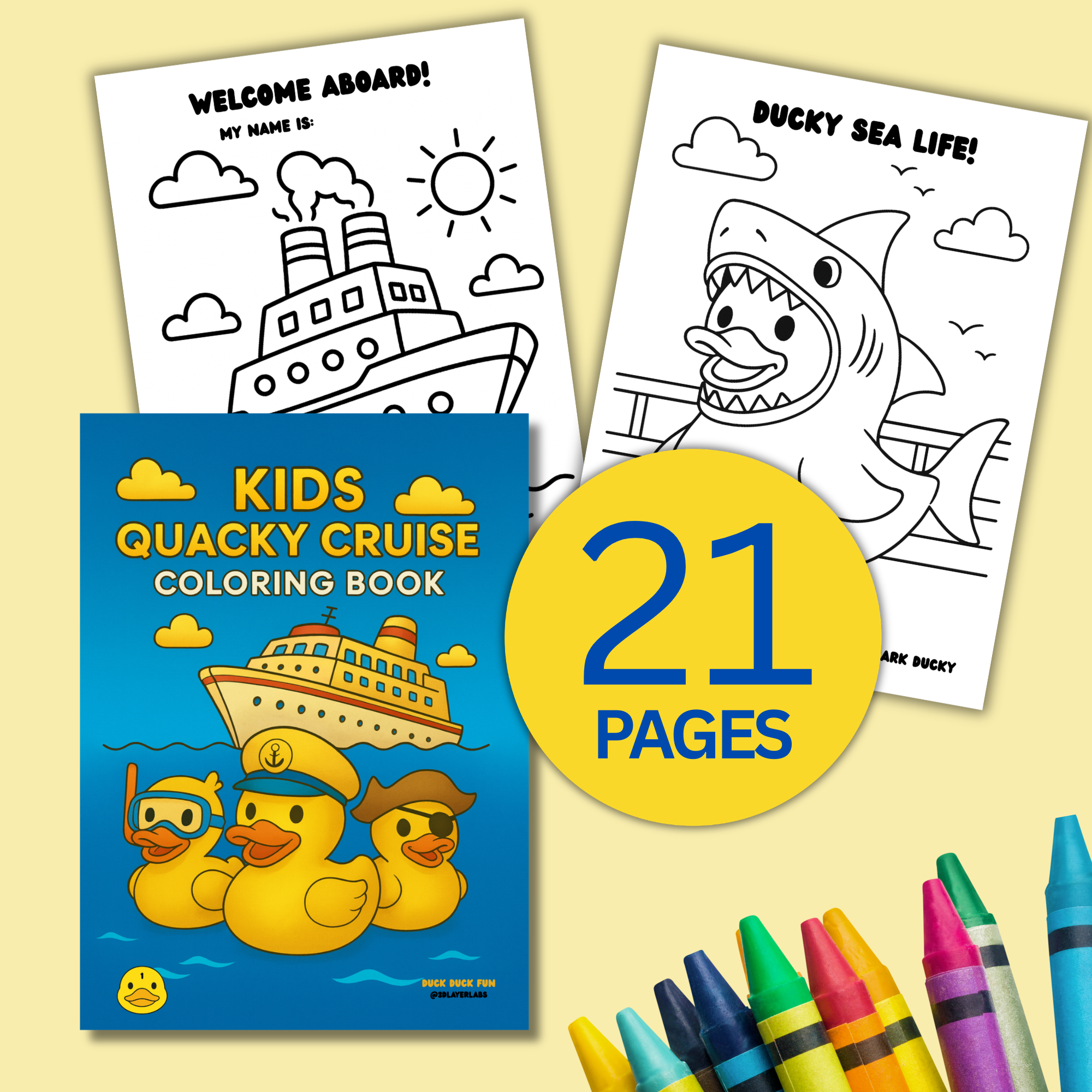 Cruise Duck Coloring Book | Printable Kids Activity, Family Fun & Vacation Memory Keepsake