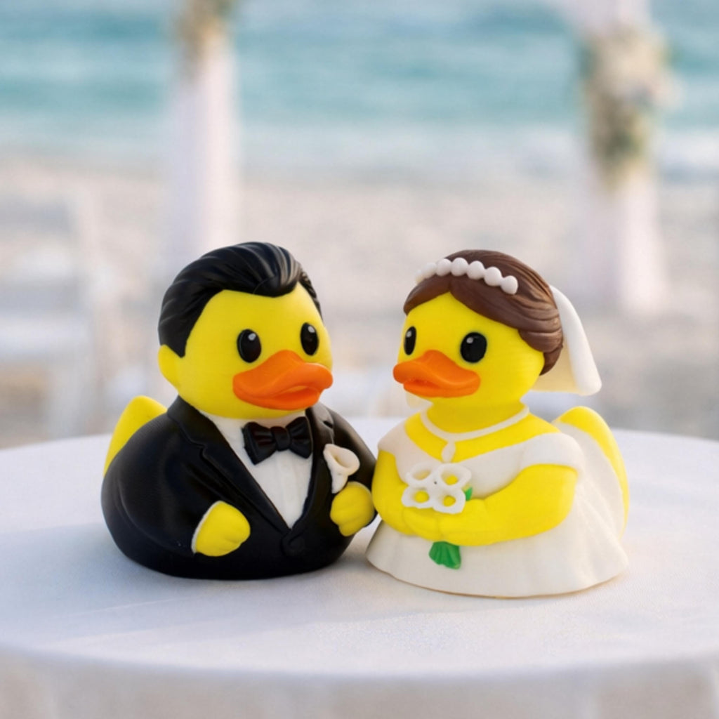 Bride Groom Duck 4x4 Decoration Dashboard Display Wedding Favor Bridal Shower Gift Idea Rustic Reception Centerpiece Table Accessory Modern