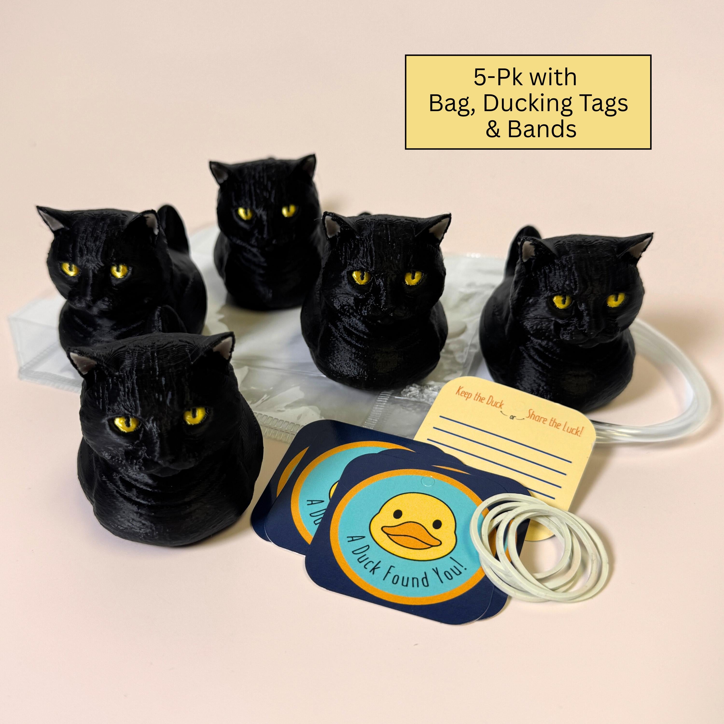 Black Tabby Cat Duck - 4x4 Ducking Gift Dashboard Decoration Cruise Hide Seek Cat Lover Gift Halloween Collectible