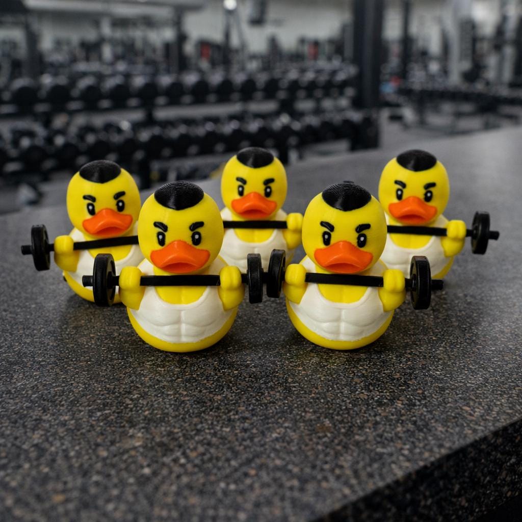 Weightlifting Duck | Gym Rat Gift, Fitness Birthday Present, Desk Decor & 4x4 Ducking Accessory