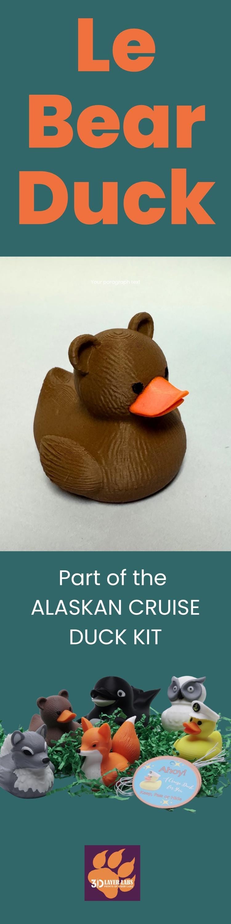 Bear Duck | 4x4 Ducking & Cruise Hide & Seek Gift, Woodland Party Favor & Alaska Souvenir