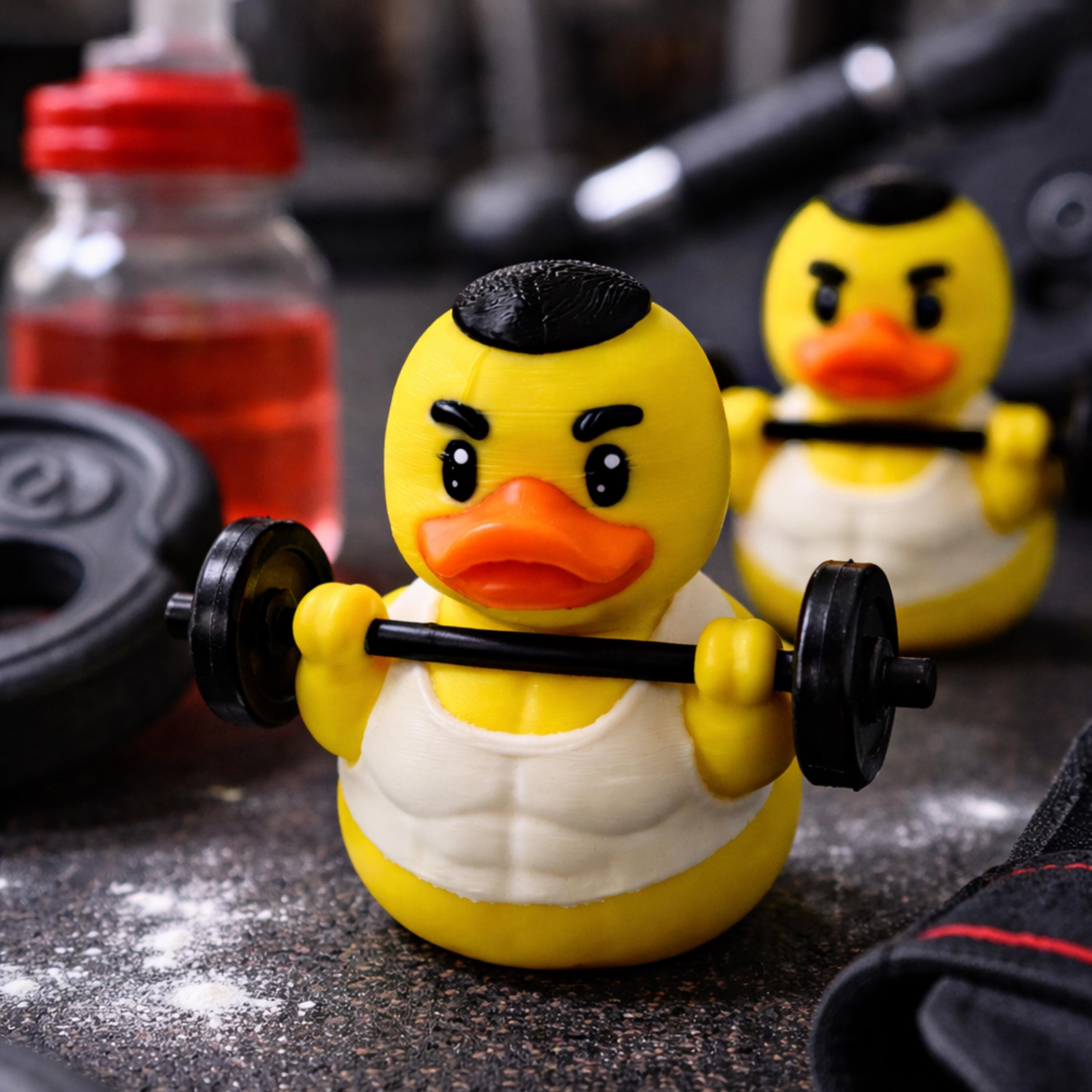 Weightlifting Duck | Gym Rat Gift, Fitness Birthday Present, Desk Decor & 4x4 Ducking Accessory