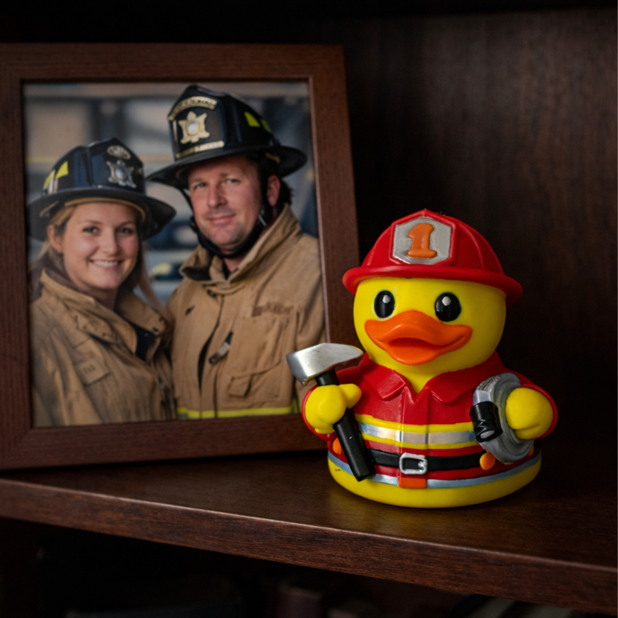 Firefighter Duck Figure Dashboard Ducking Decoration Car Accessory Toy Fireman Desk Ornament Collectible Firefighter Gift Party Favor