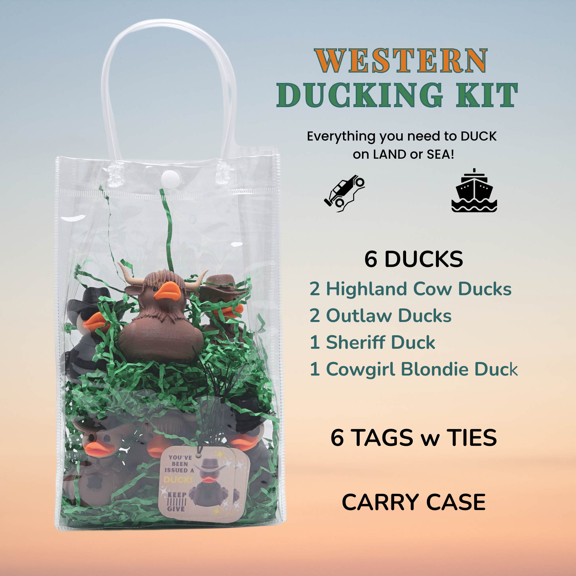 Outlaw Duck - Western Cowboy Gift & 4x4 Ducking Dashboard Decoration Rustic Cabin Decor Rodeo Party Favor