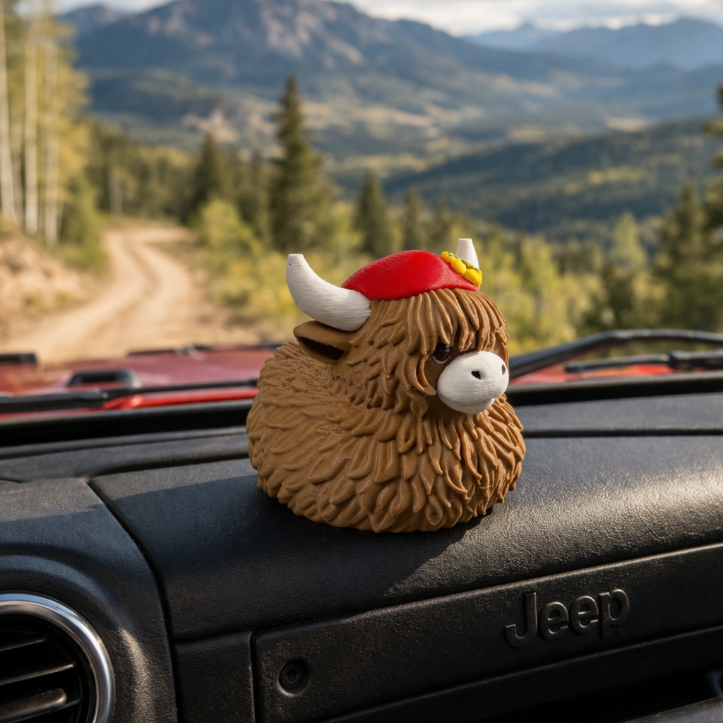 Highland Cow Duck - Dashboard Decoration Rustic Style Western Decor Cruise Duck