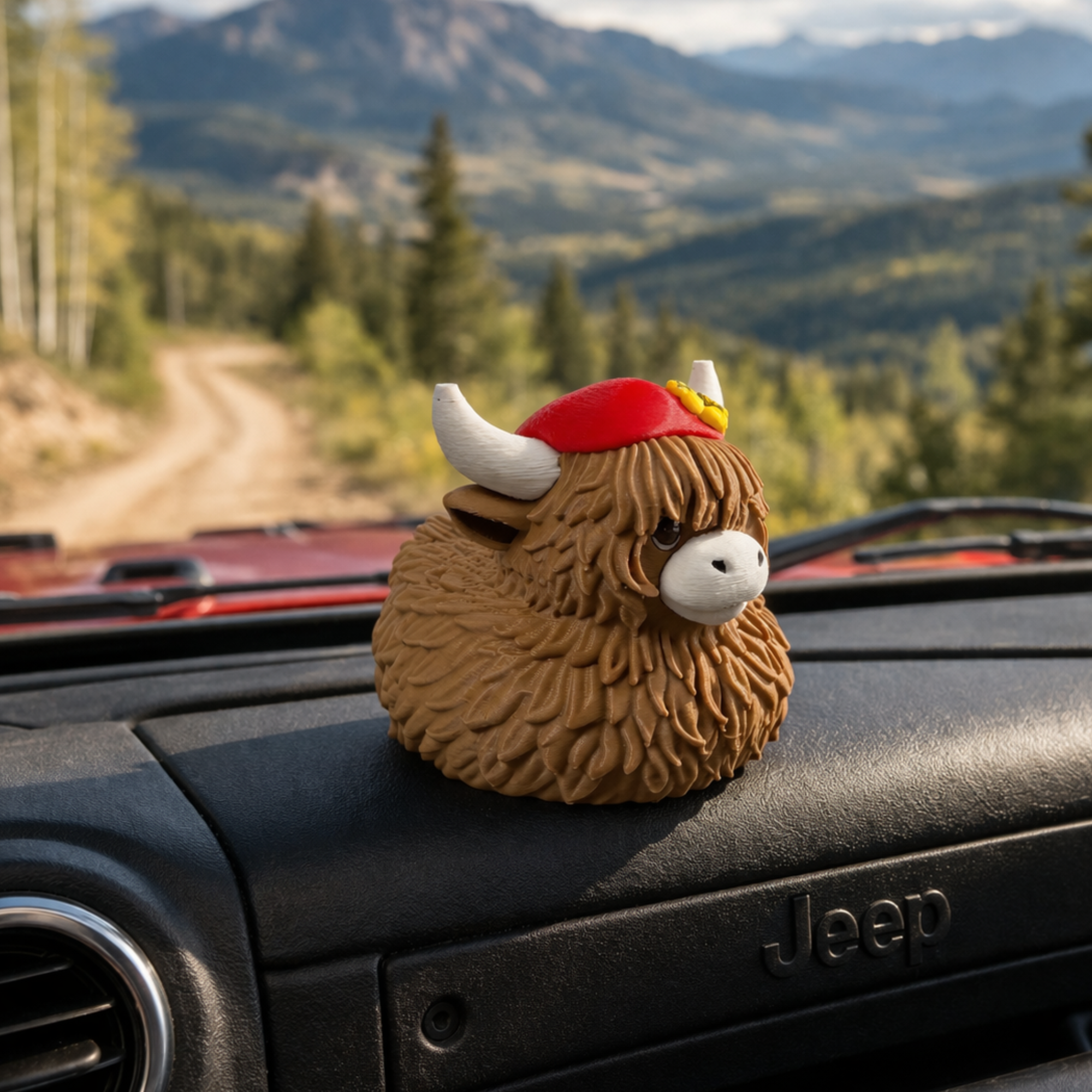 Highland Cow Duck - Dashboard Decoration Rustic Style Western Decor Cruise Duck