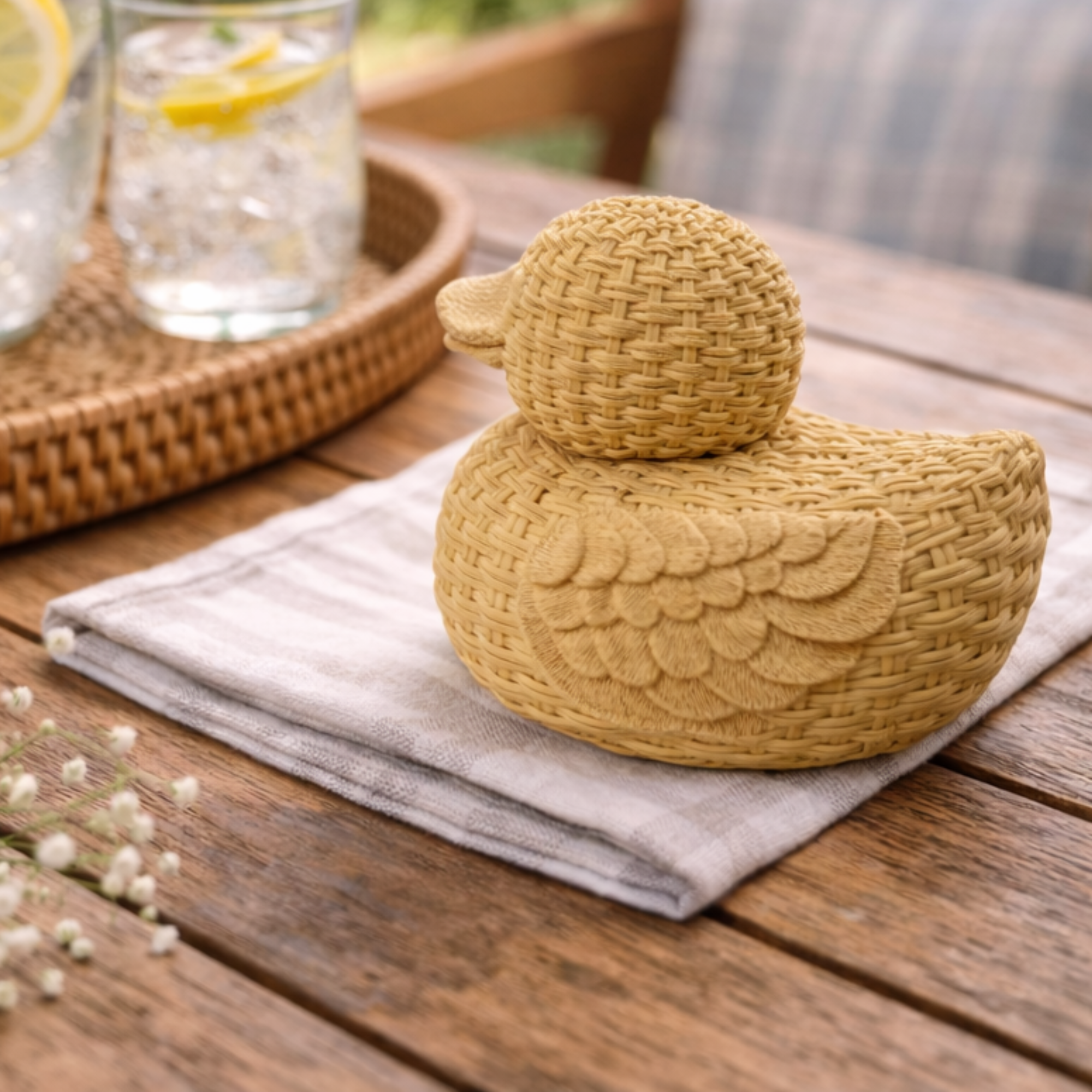 Wicker Duck - Dashboard & Cruise Boho Style Woven Figurine