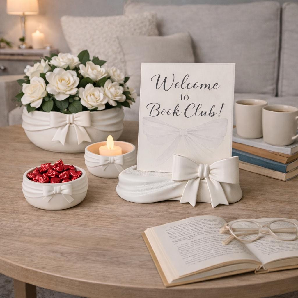 Bow Ribbon Home Decor Set | Table Centerpiece, Photo Holder & Organizer