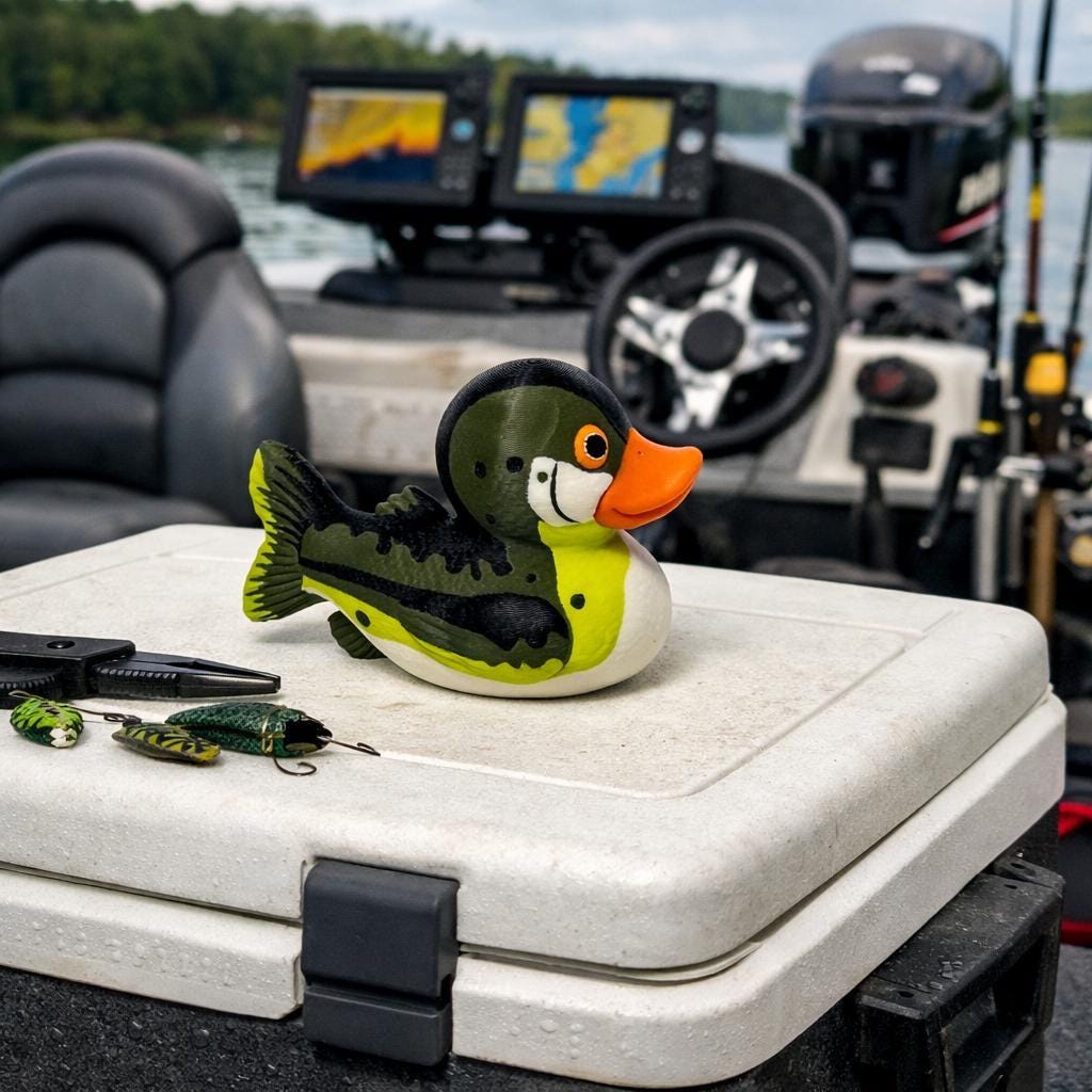 Bass Duck | Largemouth Bass Fisherman Gift, Boat Dashboard & Cabin Decor