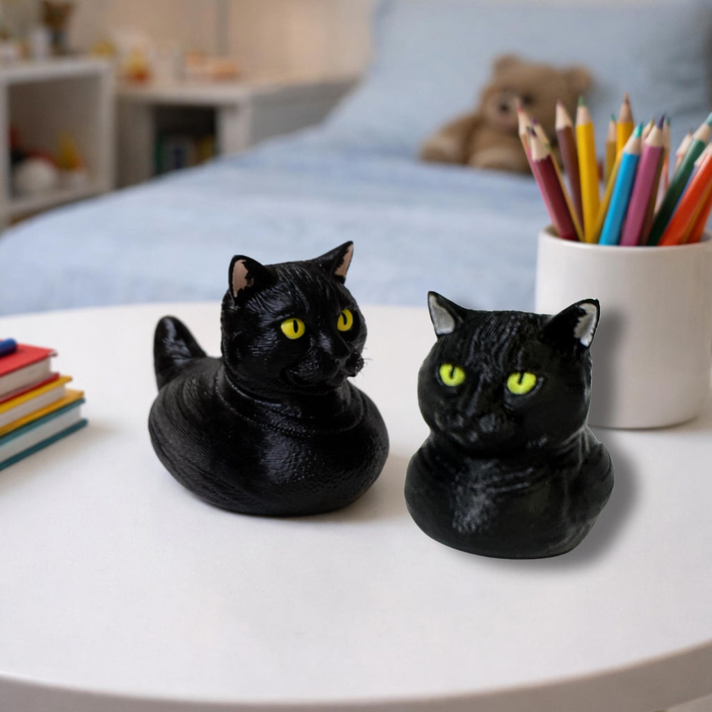 Black Tabby Cat Duck - 4x4 Ducking Gift Dashboard Decoration Cruise Hide Seek Cat Lover Gift Halloween Collectible