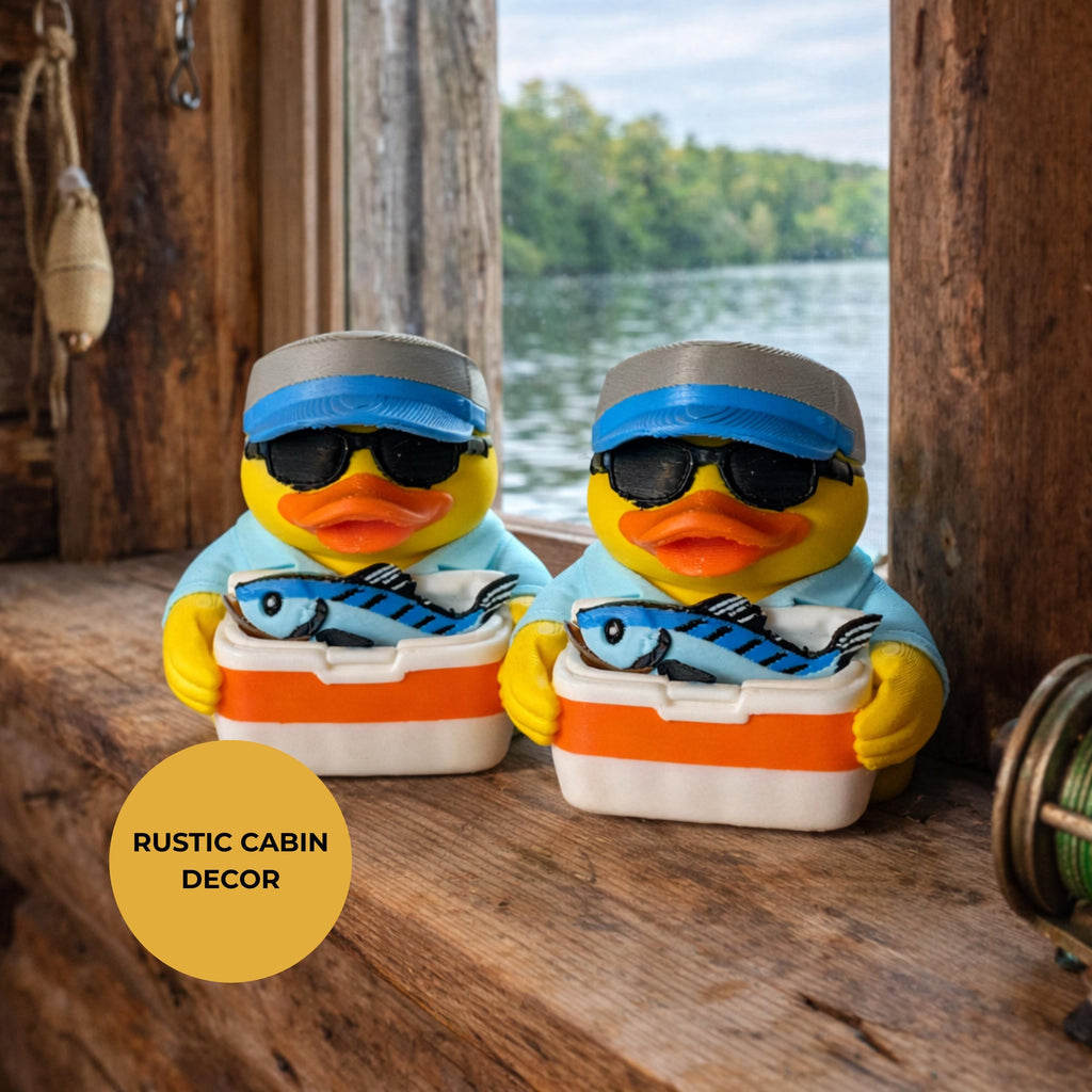 Fishing Duck | Fisherman Dashboard Decoration, Desk Ornament & Funny Gift