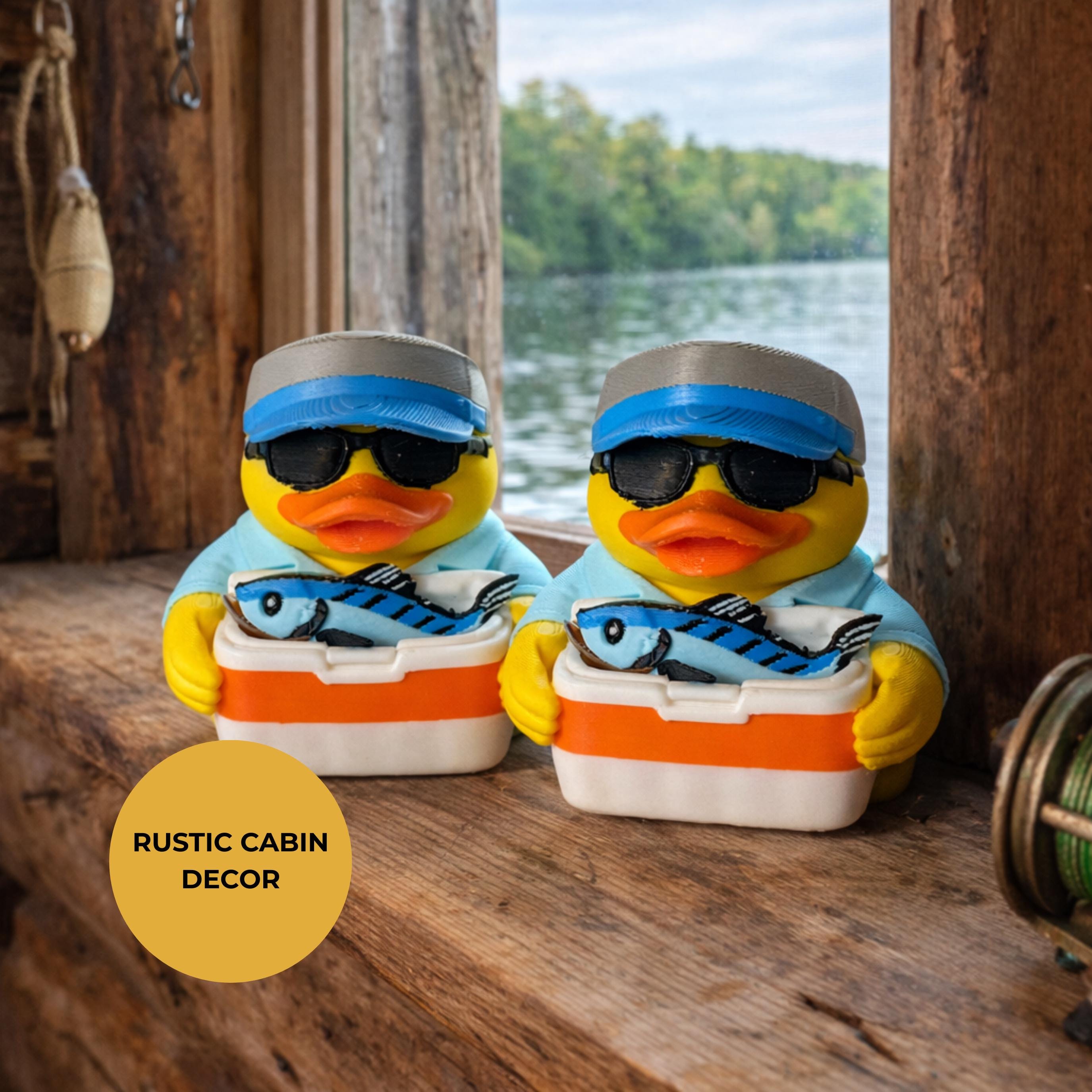 Fishing Duck | Fisherman Dashboard Decoration, Desk Ornament & Funny Gift