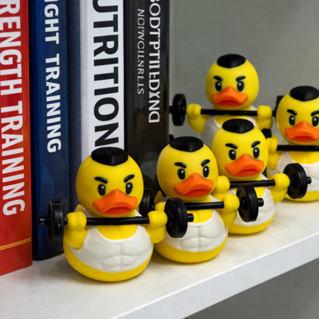 Weightlifting Duck | Gym Rat Gift, Fitness Birthday Present, Desk Decor & 4x4 Ducking Accessory