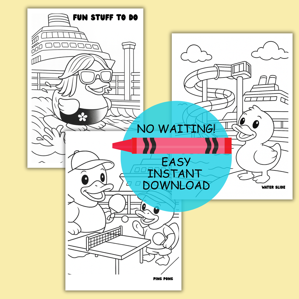 Cruise Duck Coloring Book | Printable Kids Activity, Family Fun & Vacation Memory Keepsake