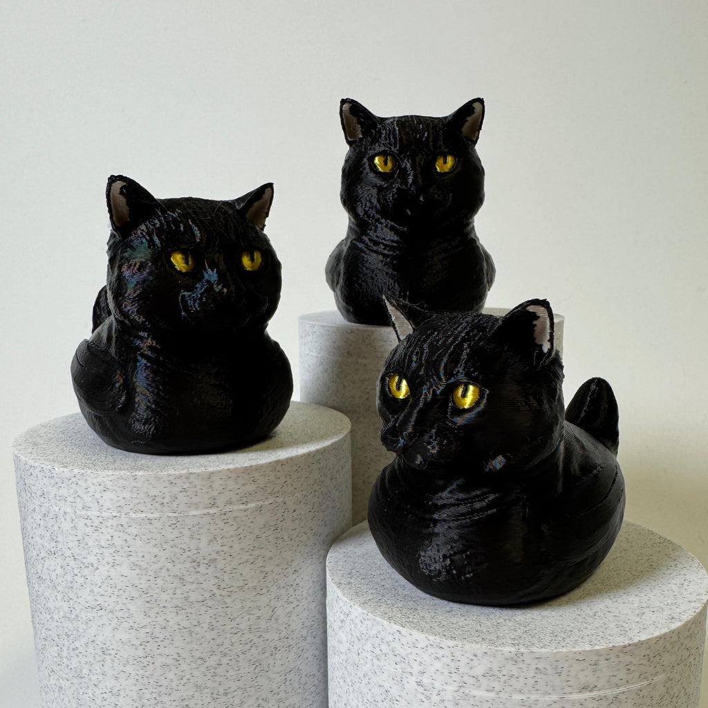Black Tabby Cat Duck - 4x4 Ducking Gift Dashboard Decoration Cruise Hide Seek Cat Lover Gift Halloween Collectible
