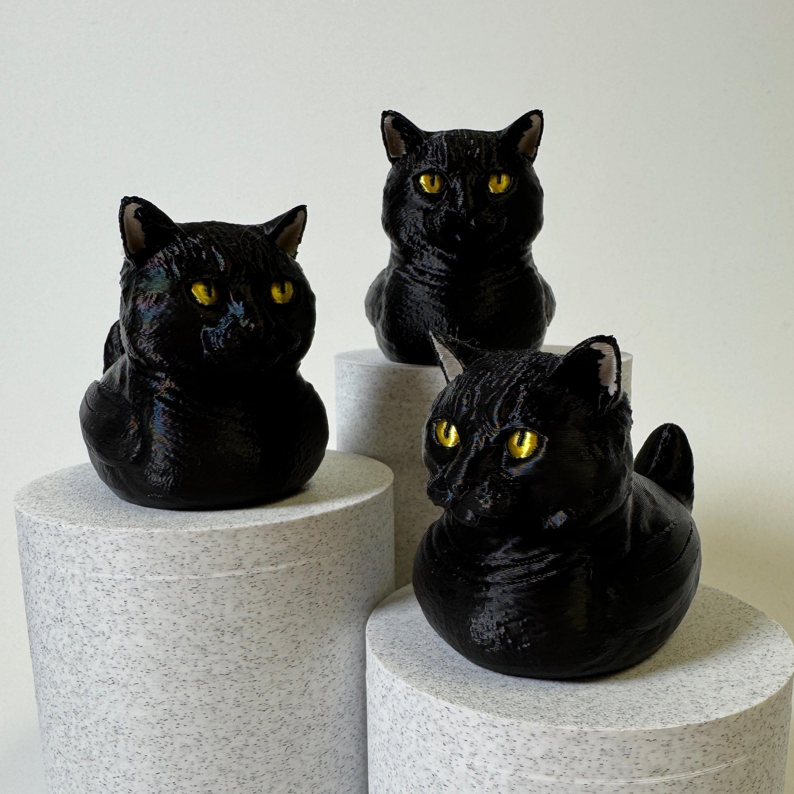 Black Tabby Cat Duck - 4x4 Ducking Gift Dashboard Decoration Cruise Hide Seek Cat Lover Gift Halloween Collectible