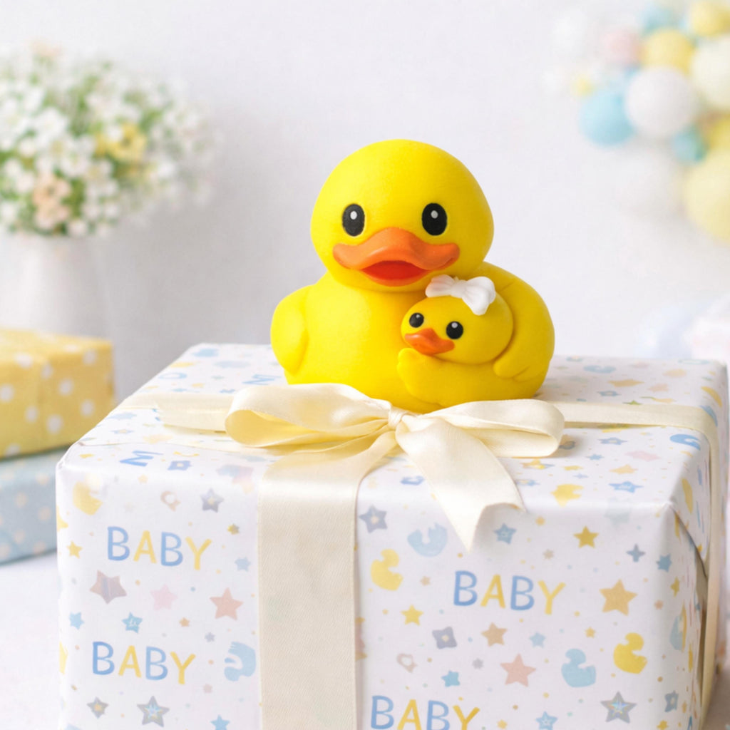 Duck Baby Shower Decoration Set | 1 Mama Duck Cake Topper + 10 Mini Duckling Favors & Digital Templates