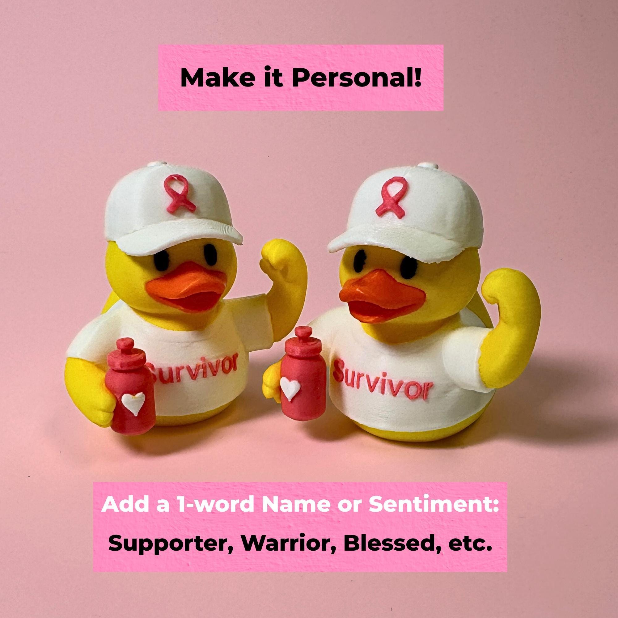 Breast Cancer Duck Dashboard Decoration Custom Thank You Accessory Thoughtful Gift Survivor Support Pink Ribbon Awareness Patient Keepsake