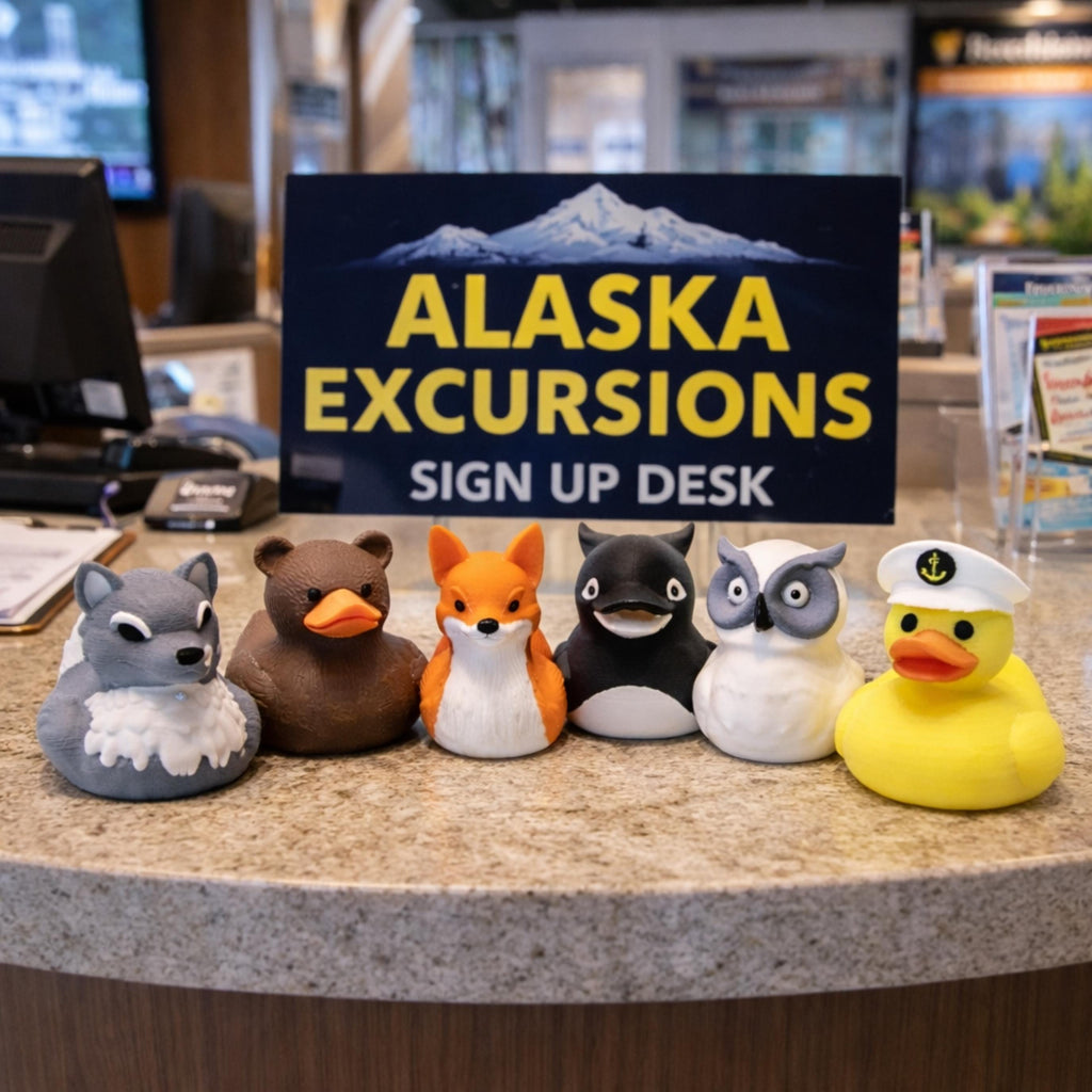Alaska Cruise Duck Kit | 6 Wilderness-Themed Ducks, Hide & Seek Game & Vacation Souvenir