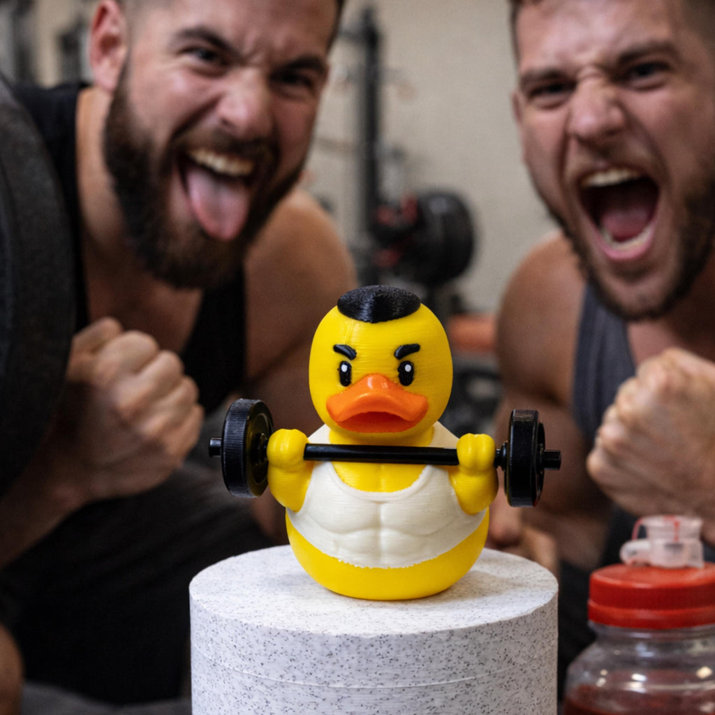 Weightlifting Duck | Gym Rat Gift, Fitness Birthday Present, Desk Decor & 4x4 Ducking Accessory