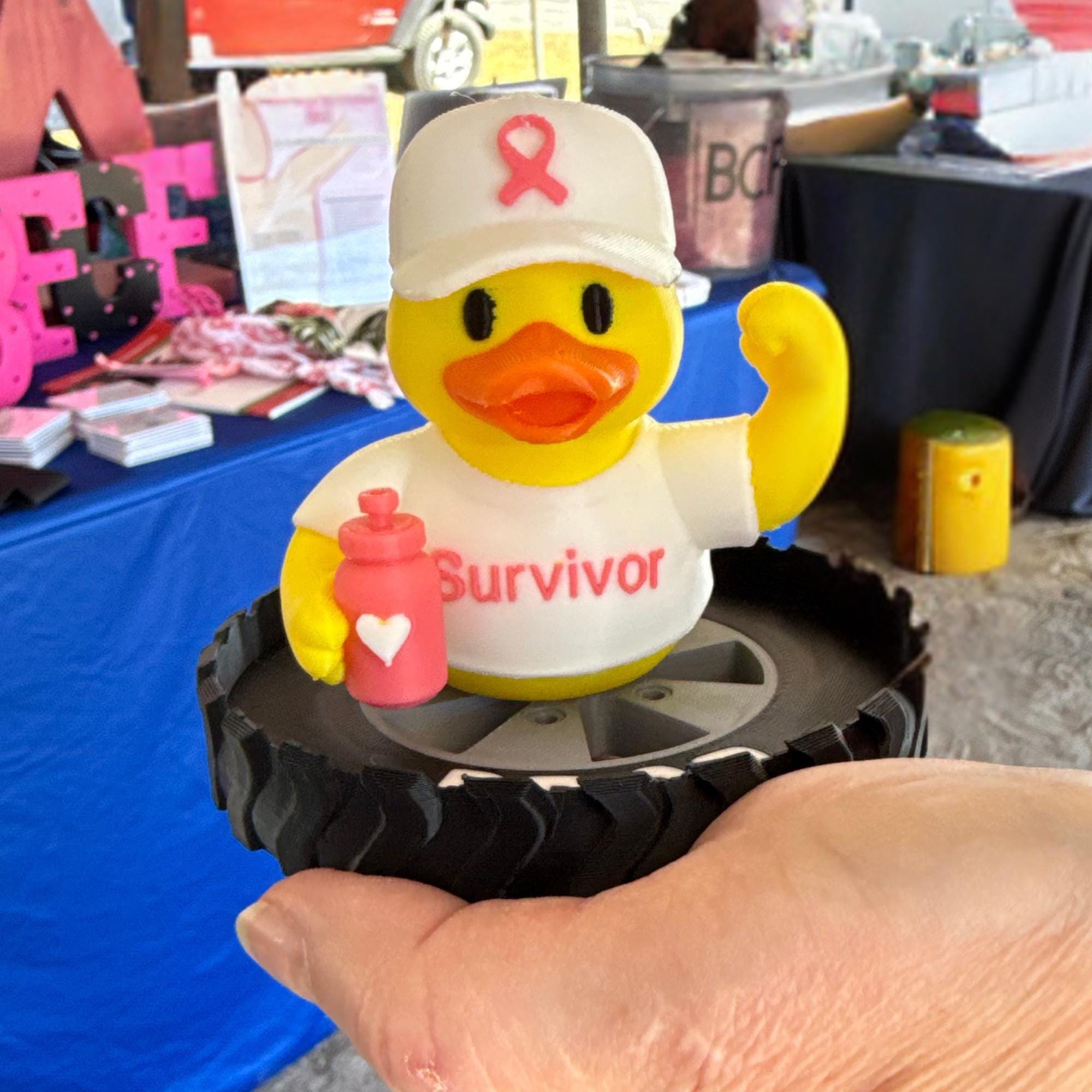 Breast Cancer Duck Dashboard Custom Thank You Accessory Thoughtful Gift Survivor Warrior Supporter Pink Ribbon Awareness Patient Keepsake
