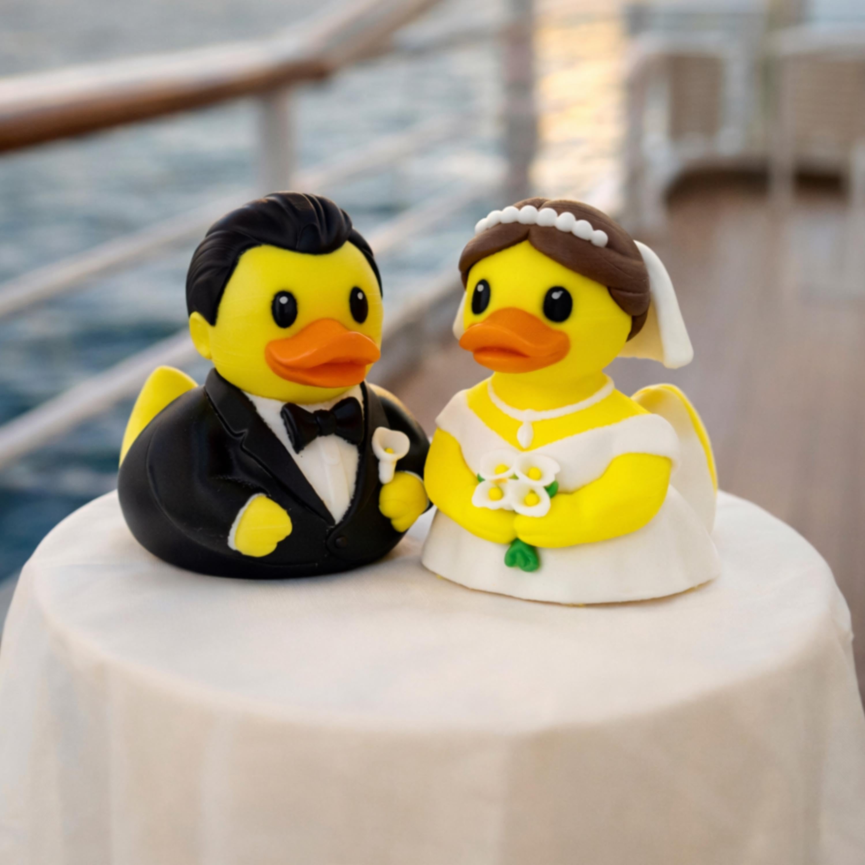 Bride Groom Duck 4x4 Decoration Dashboard Display Wedding Favor Bridal Shower Gift Idea Rustic Reception Centerpiece Table Accessory Modern