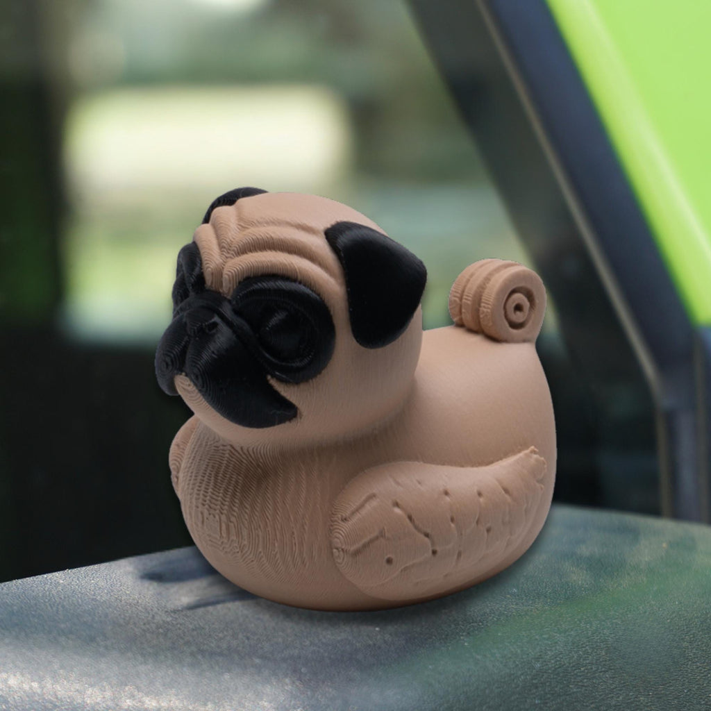 Pug Duck Ornament 4x4 Ducking Gift Idea Dashboard Decoration Collectible Dog Figurine Trail Surprise Toy Accessory Mirror Hanging Vehicle