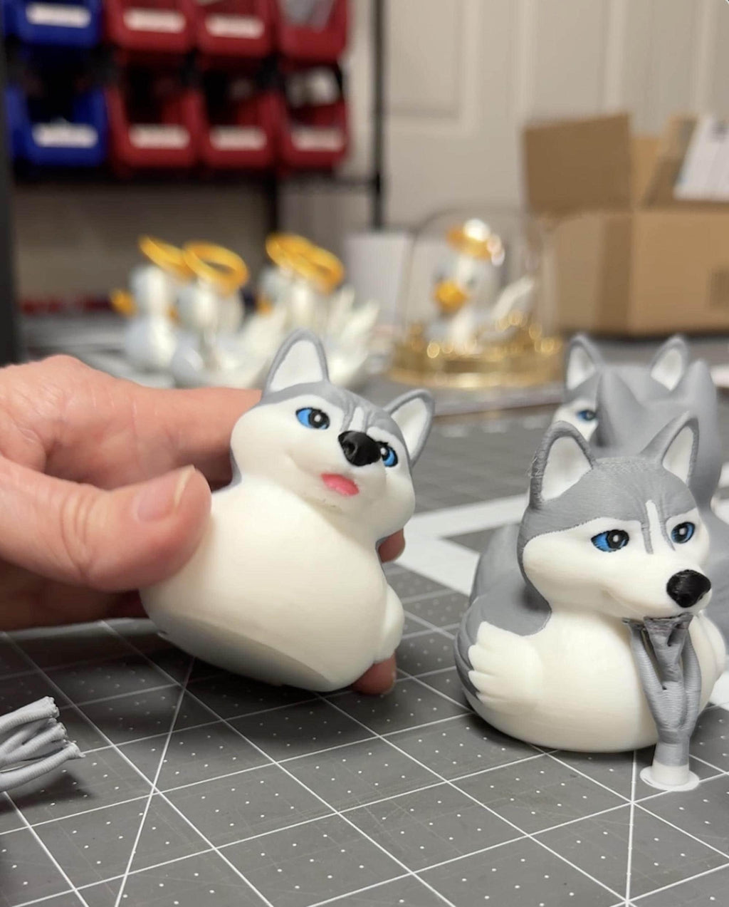 Husky Dashboard Duck Vehicle Decoration Car Accessory Dog Themed Collection Cruise Ship Hide Seek Surprise Gift Stocking Stuffer Desk Cocoa