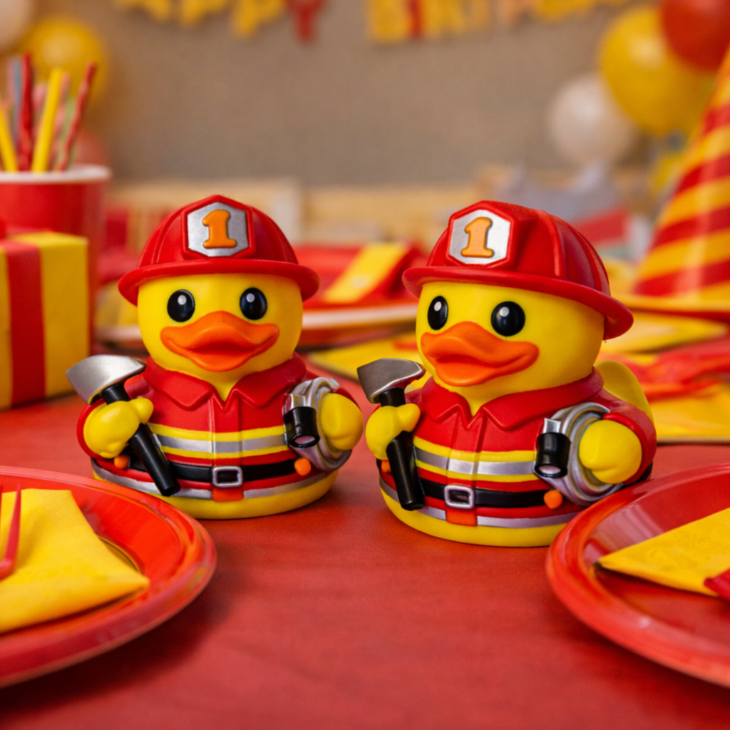Firefighter Duck Figure Dashboard Ducking Decoration Car Accessory Toy Fireman Desk Ornament Collectible Firefighter Gift Party Favor