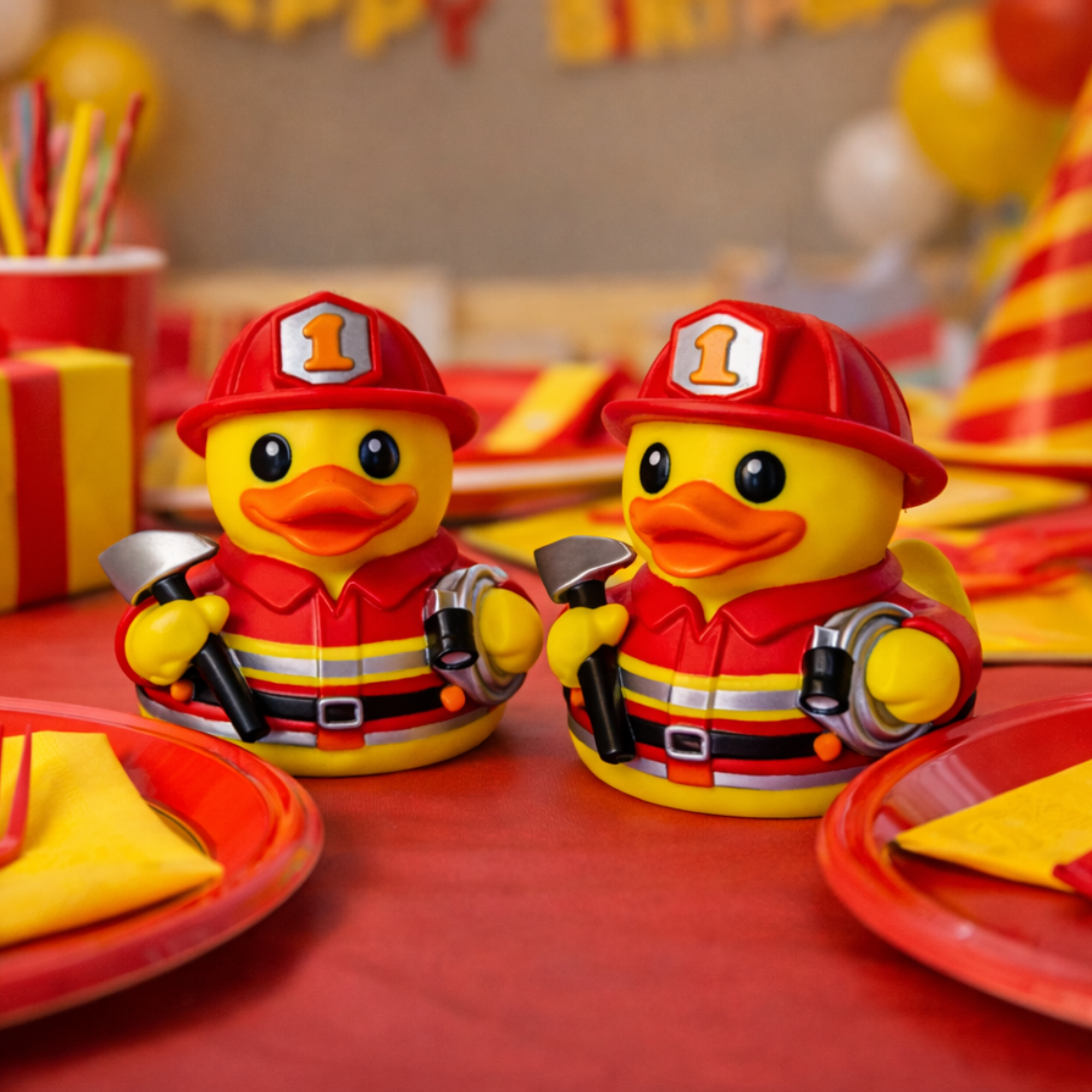 Firefighter Duck Figure Dashboard Ducking Decoration Car Accessory Toy Fireman Desk Ornament Collectible Firefighter Gift Party Favor