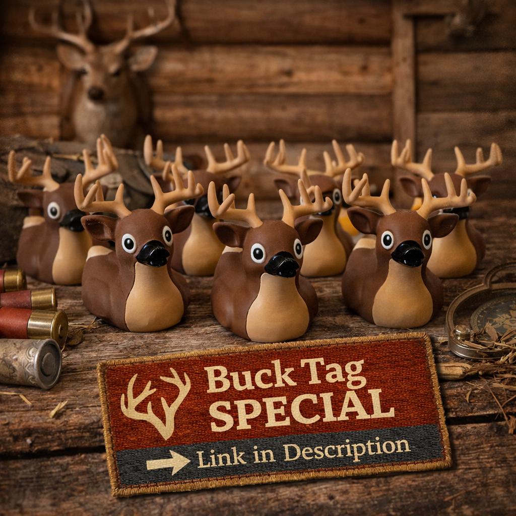 Whitetail Deer Duck - 4x4 Ducking Gift Hunting Cabin Decor Dashboard Decoration Hunter Gift Buck Antler