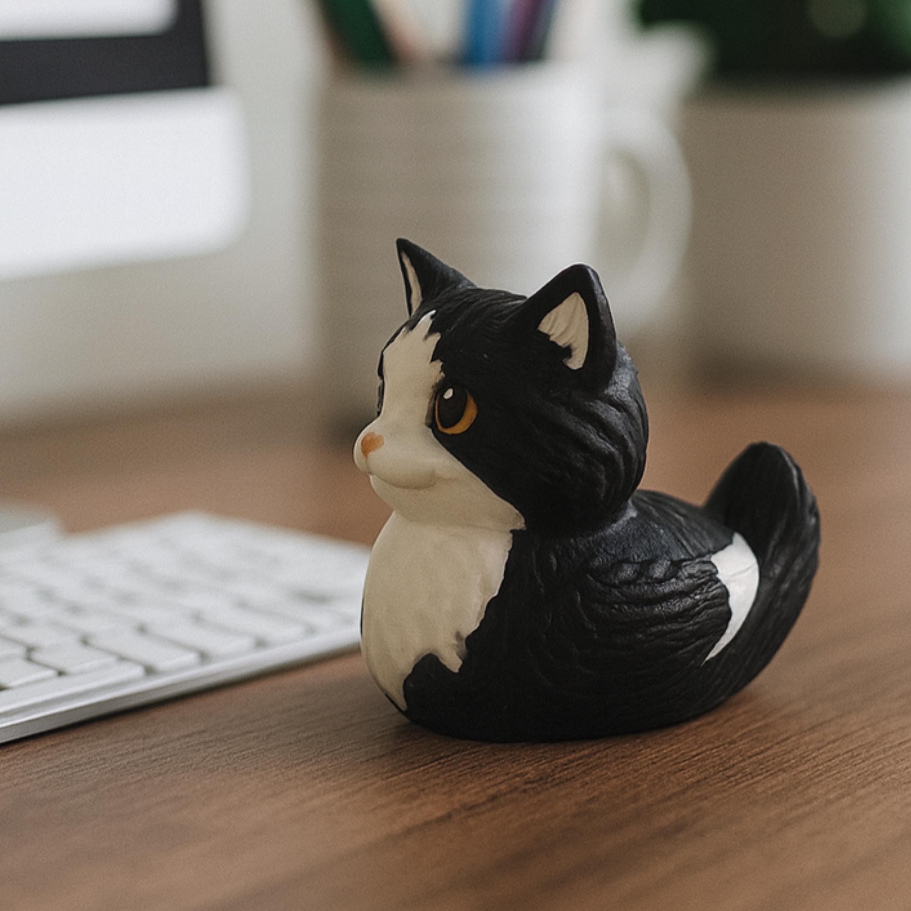 Tuxedo Cat Duck - 4x4 Ducking Gift Dashboard Decoration Cruise Hide Seek Cat Lover Gift Black White Kitty