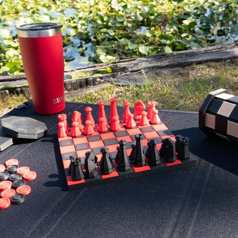 Travel Chess Set Waterproof Outdoor Board Game Night Entertainment Family Activity Road Trip Portable Chess Checker Set Game Traveler Gift