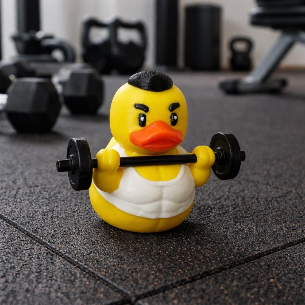 Weightlifting Duck | Gym Rat Gift, Fitness Birthday Present, Desk Decor & 4x4 Ducking Accessory