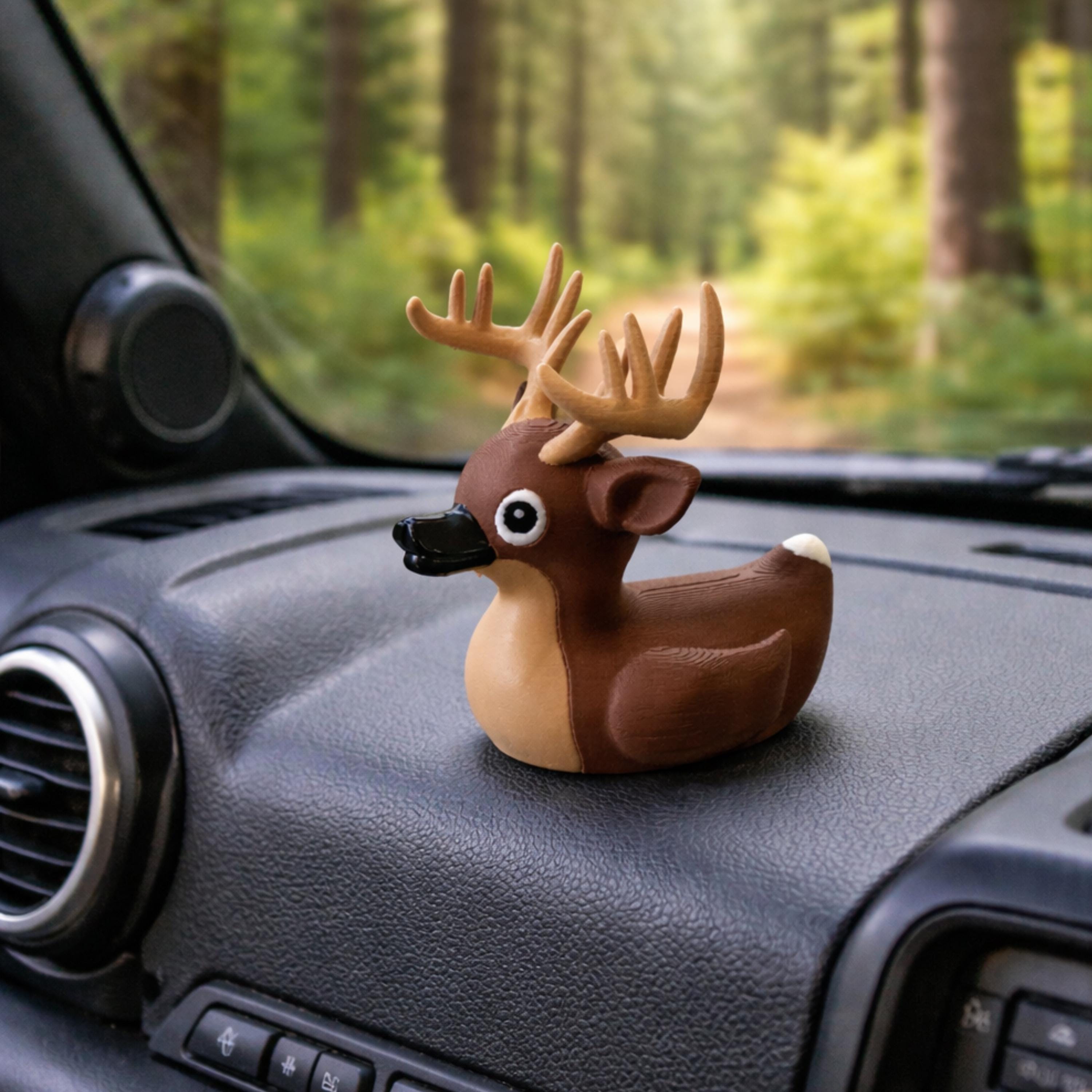 Whitetail Deer Duck - 4x4 Ducking Gift Hunting Cabin Decor Dashboard Decoration Hunter Gift Buck Antler