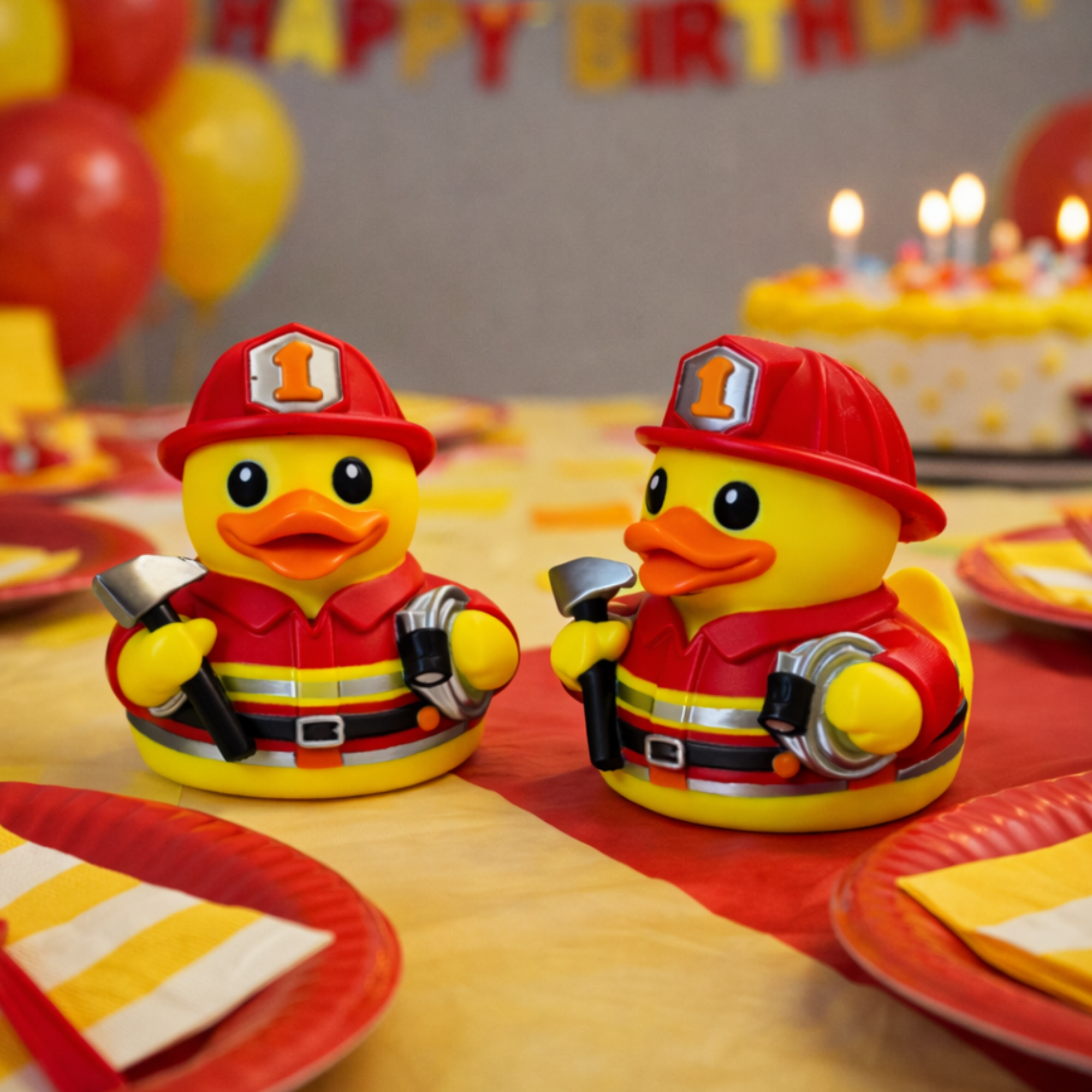 Firefighter Duck Figure Dashboard Ducking Decoration Car Accessory Toy Fireman Desk Ornament Collectible Firefighter Gift Party Favor