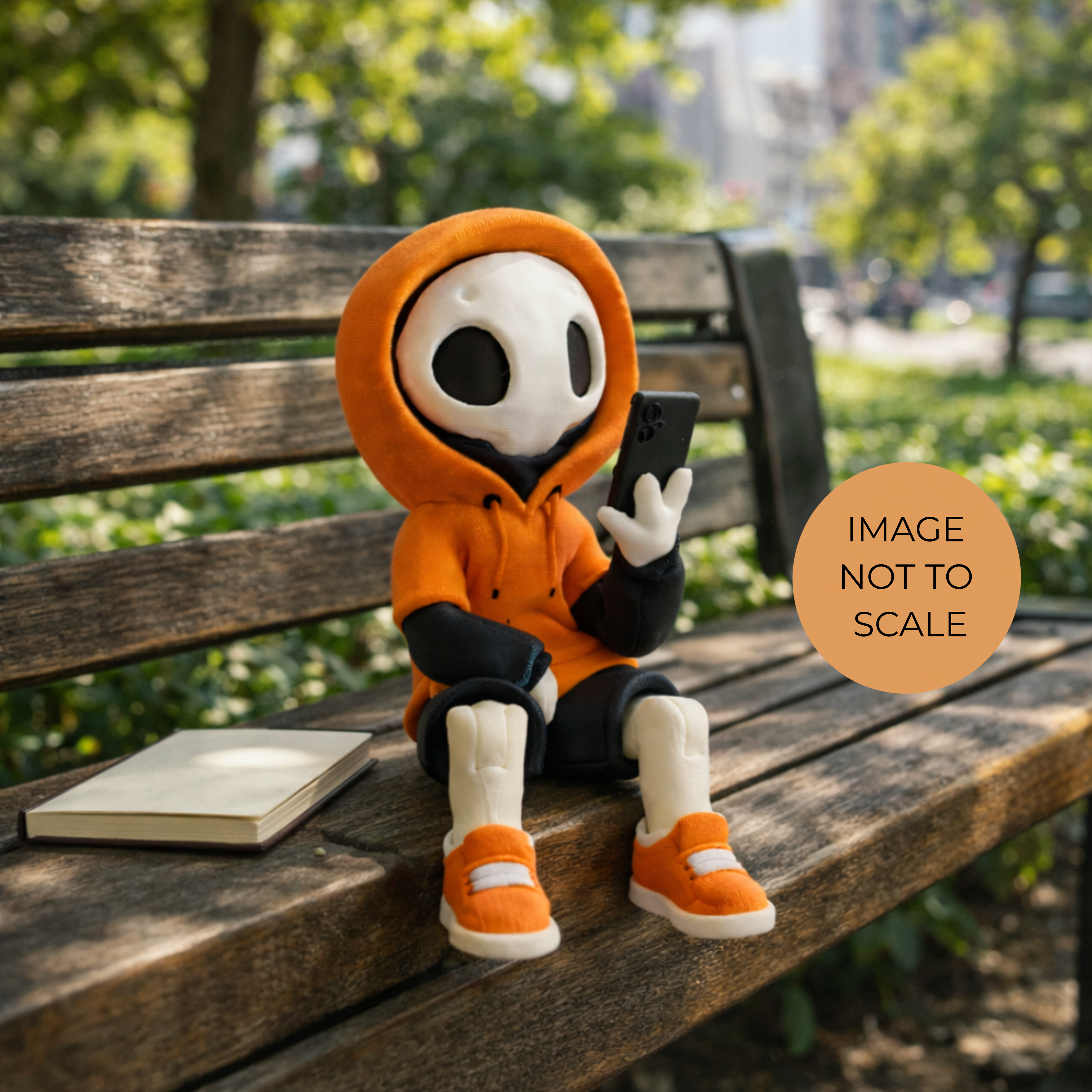 Articulated Desk Toy Phone Addict Figure Decoration Shelf Sitter Tech Humor Gift Idea Modern Accessory Office Decor Minimalist Design Hazy